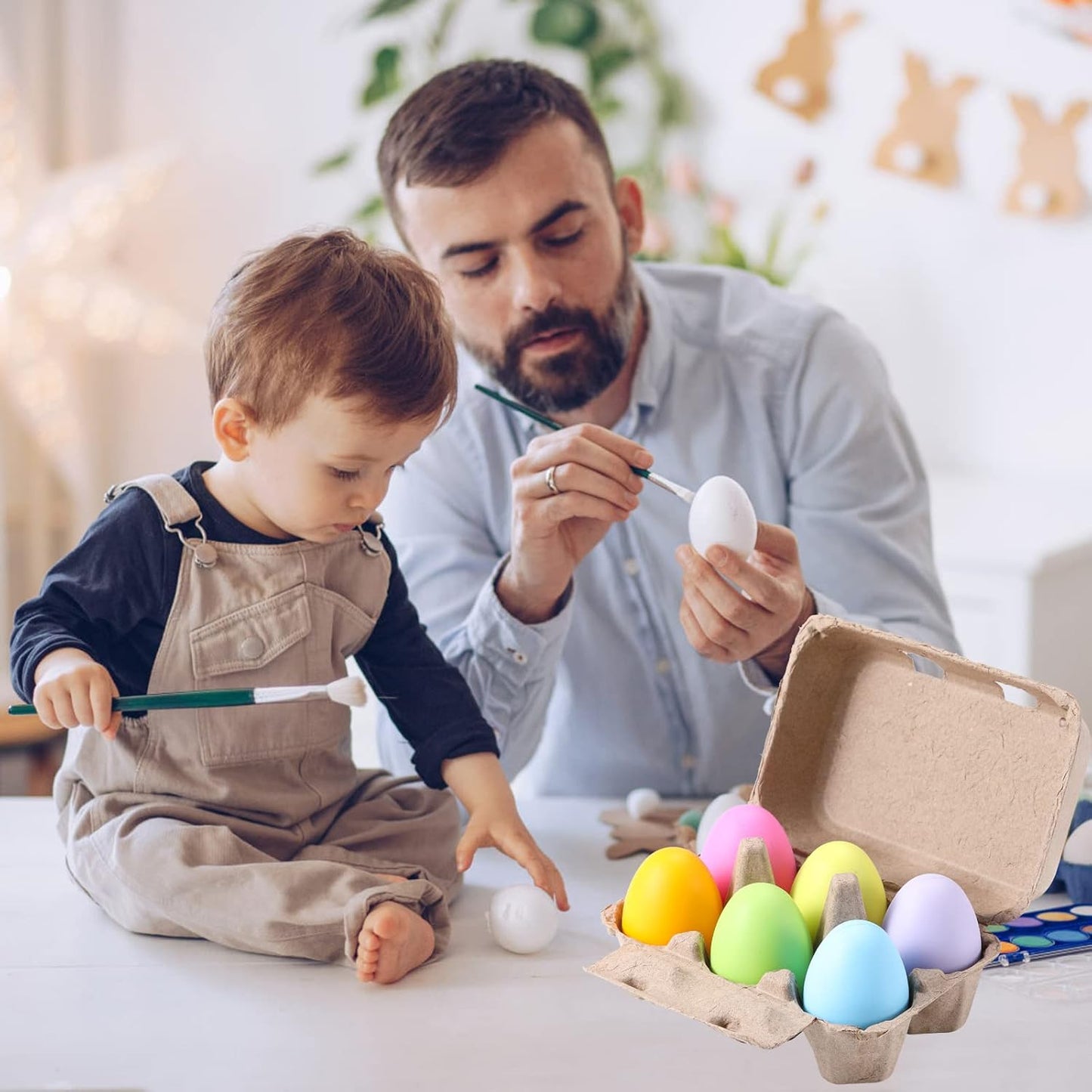 Half Dozen Egg Cartons 100 Pack, Blank Natural Pulp Box 6 Count for Chicken Eggs Reusable, Storage Tray Strong for Holds Up to Six 6 Egg Cardboard Paper Holder Container for Refrigerator