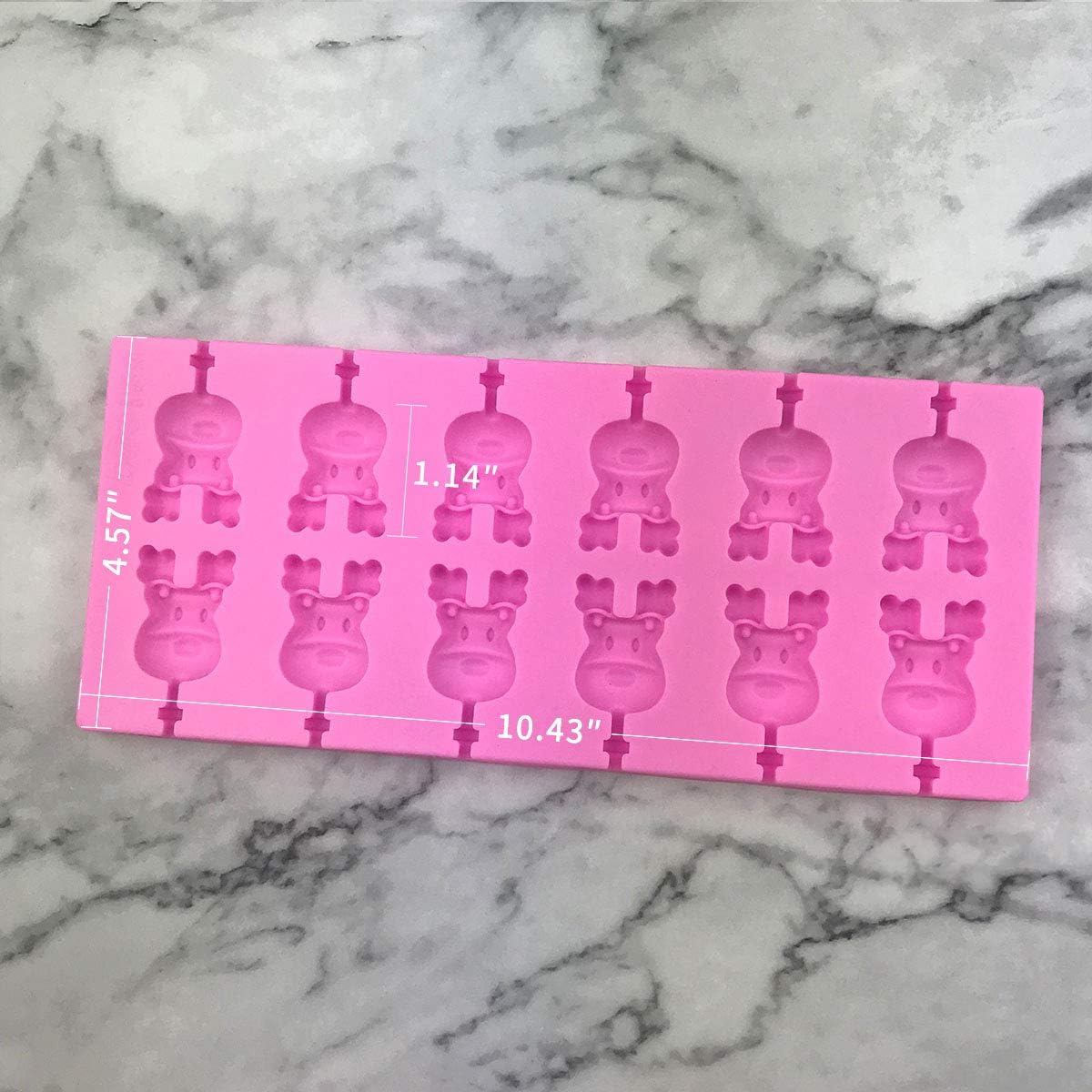 12 Capacity Silicone Deer Lollipop Mold Set, Sucker Molds and Chocolate Hard Candy Mold with 50pcs Lollipop Sucker Sticks, Candy Treat Bags, Gold Ties. (Deer)