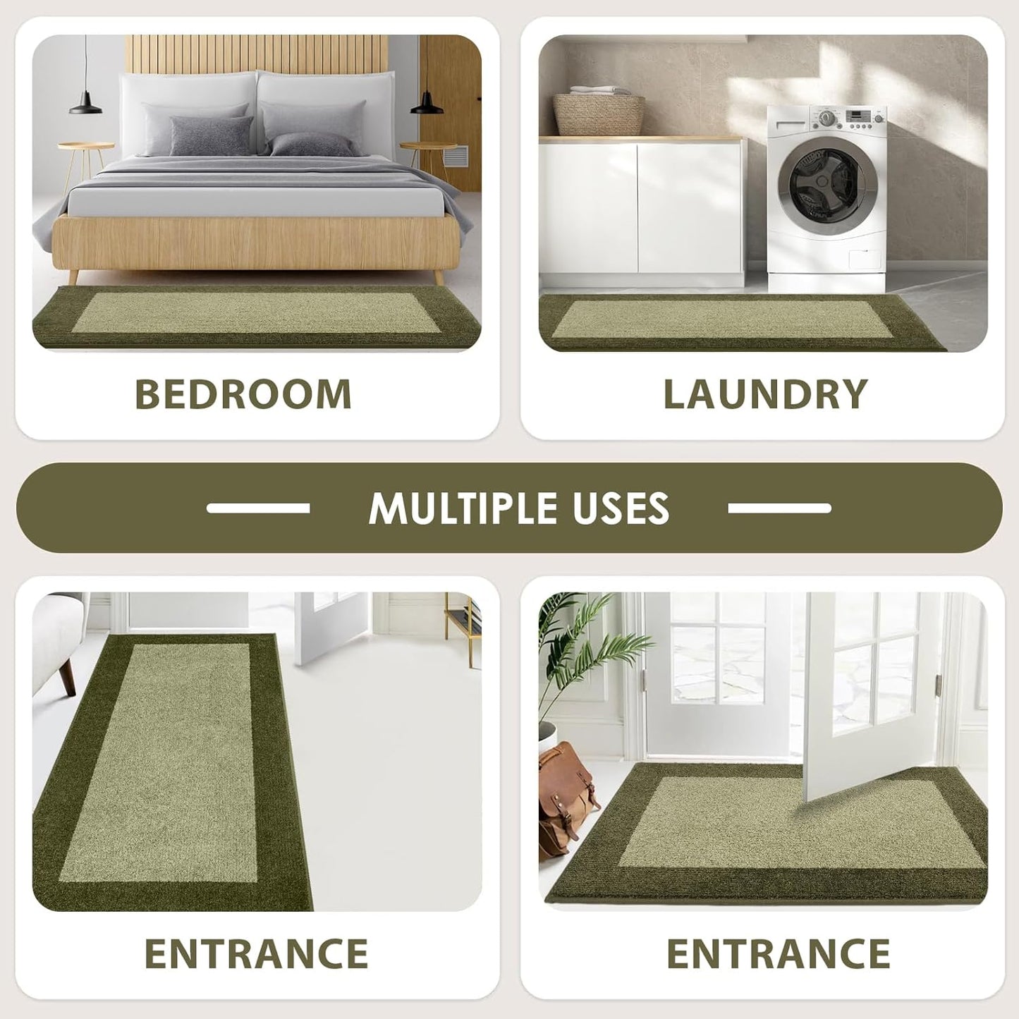 Machine Washable Runner Rug 24" x 70", Non Slip Kitchen Mat for Floor, Absorbent Entryway Rug for Kitchen, Bedroom, Hallway, Bathroom, Door (Roll Packing)