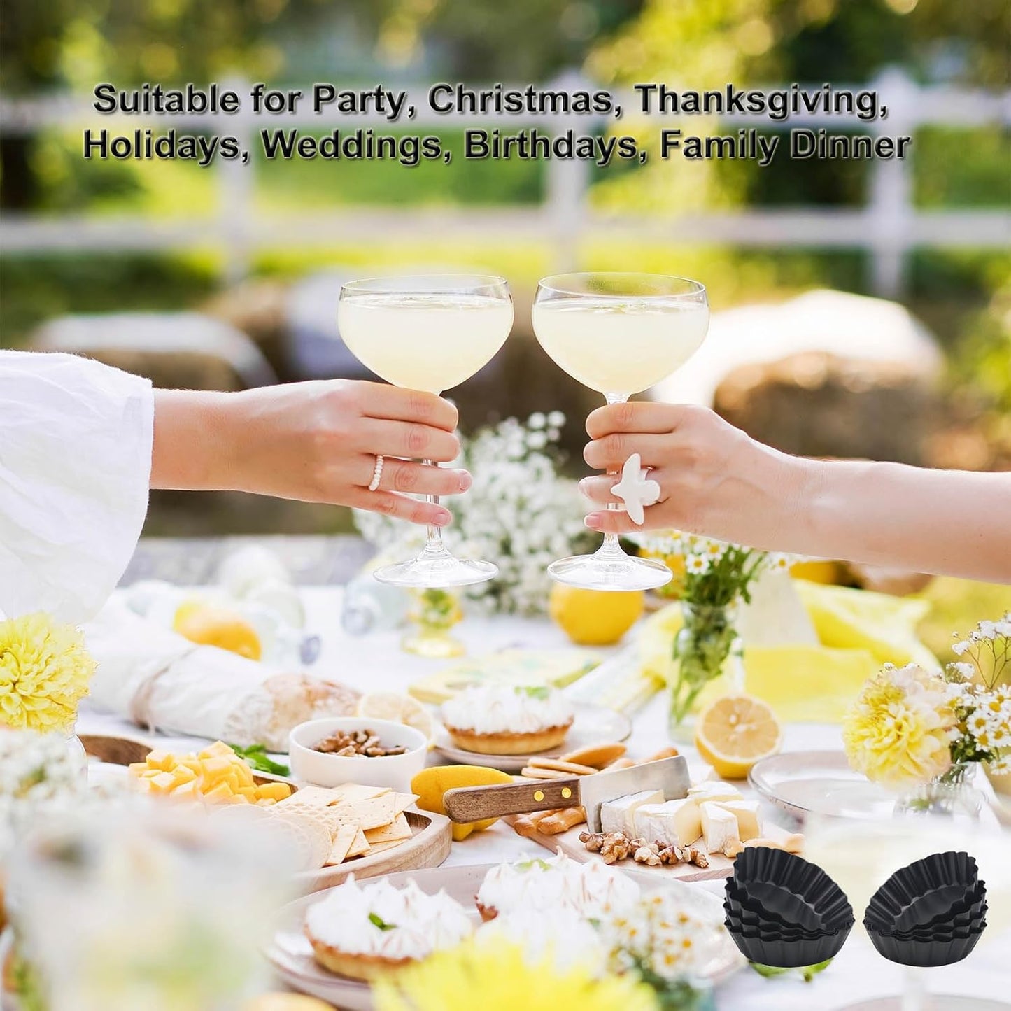 4 Inch Mini Quiche Pans Gold 6 Pack. Egg Tart Molds w/Removable Bottom, Non-Stick Coating, Rugged Carbon Steel for Small Tart Quiche Pie Making. Gift for Women Christmas Thanksgiving Festival