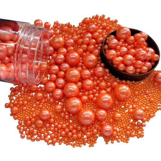 Edible Orange Sugar Pearls Candy Sprinkles 120G/ 4.23Ounce Baking Cake Sprinkles Cupcake and Cake Topper Cookie Decorations Wedding Party Valentines Halloween Christmas Supplies