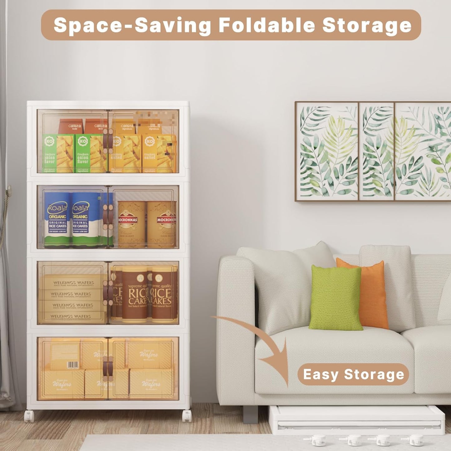 Extra Large Stackable Storage Bins with Lids and Wheels, Foldable Collapsible Closet Organizers,480QT-120QT/30GAL*4Pack Plastic Stackable Storage drawers for bedroom Dorm