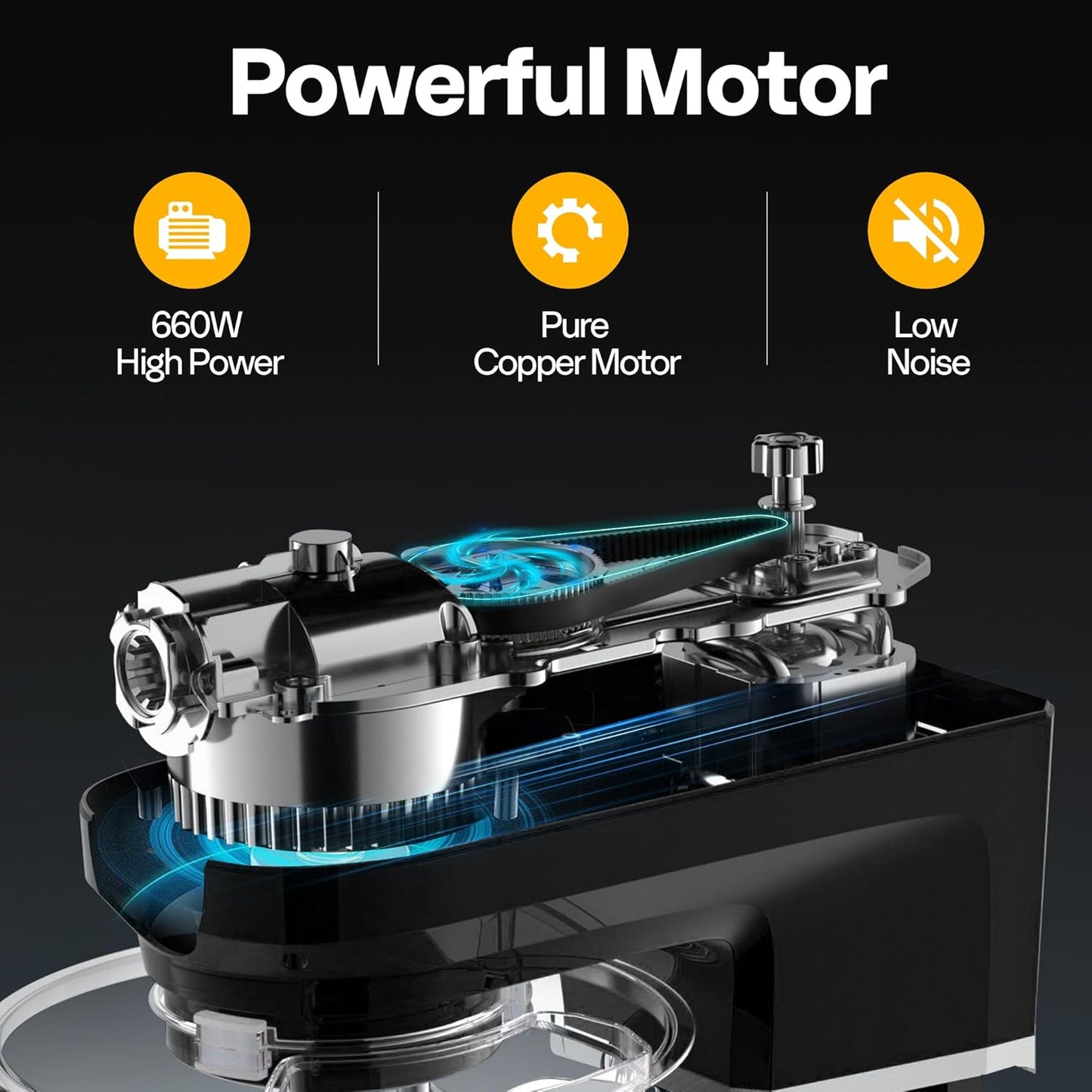 VIVOHOME 6 in 1 Multifunctional Stand Mixer with 8.5 Quart Stainless Steel Bowl, 660W 10 Speed Tilt-Head Meat Grinder, Juice Blender, Vegetable Slicer, Pasta and Cookie Maker, Black