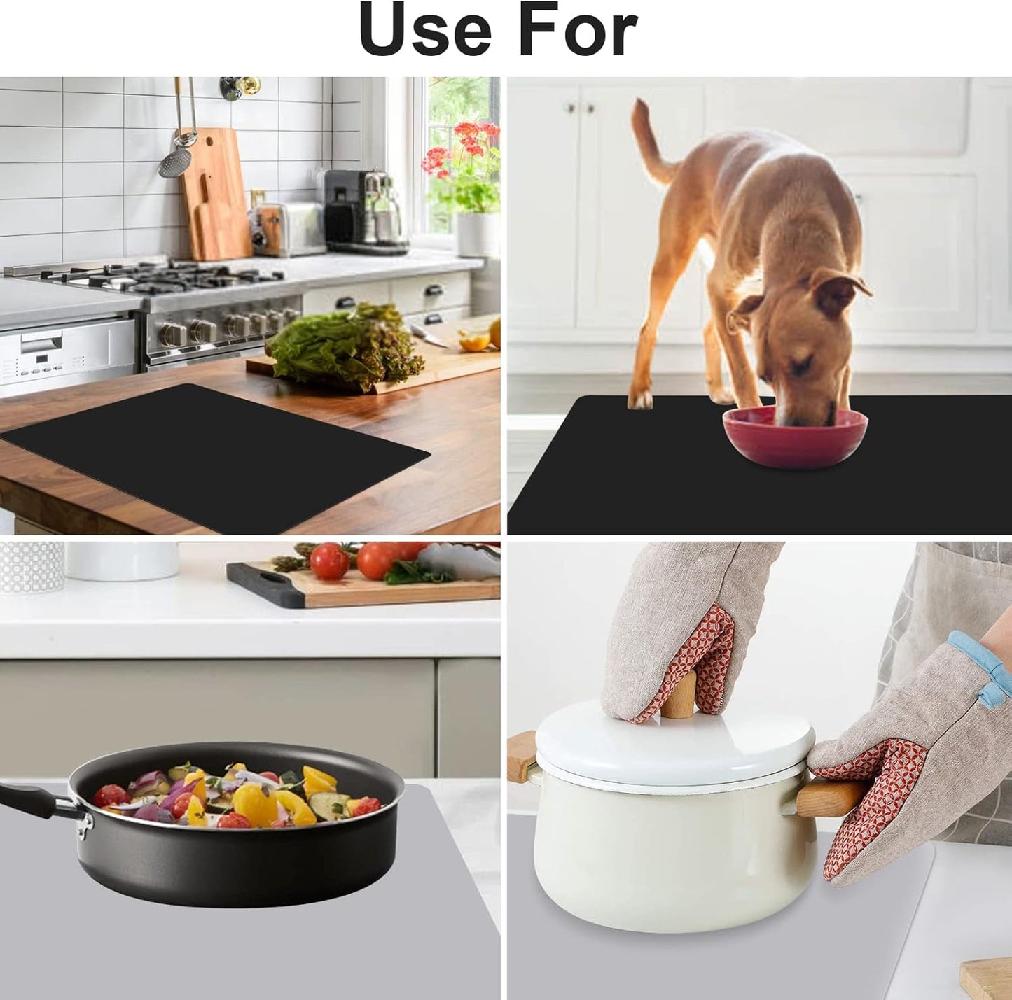 Gartful Silicone Mats for Crafts, 2 Pack Resin Jewelry Casting Molds Sheets, Extra Large Silicone Placemat, Countertop Protector, Nonstick Nonskid Heat-Resistant, Black & Light Grey (27.6 x 19.7 inch)