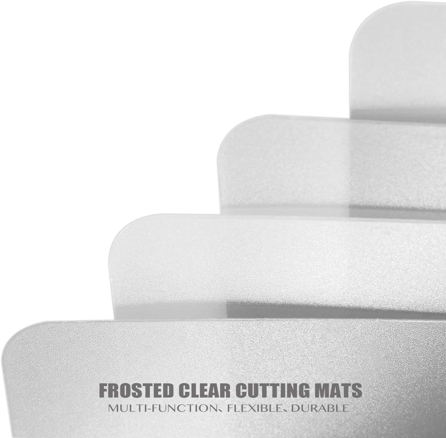 Fotouzy Flexible Plastic Cutting Boards for Kitchen, 4 Frosted Clear Cutting Mats 15 x 12 In, BPA-Free, Non-Porous, and Dishwasher Safe, Set of 4