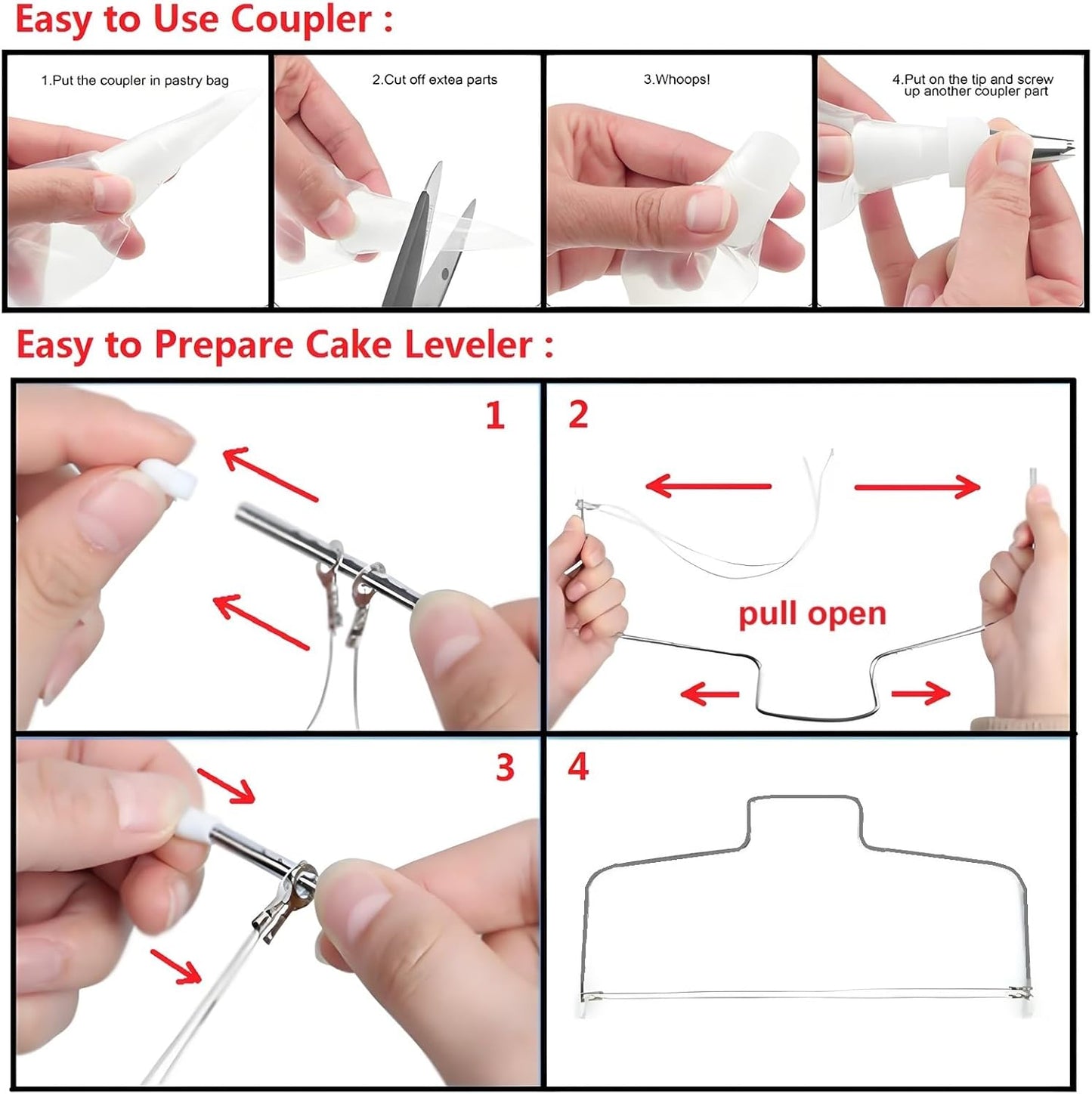 248 Pcs Cake Decorating Kit with Cake Turntable,Cake Leveler,24 Numbered Icing Piping Tips,2 Spatulas,3 Comb Scrapers,2 Couplers,5 Bag Ties,100 Pastry Bags,50 Cupcake Liners,50 Cake Flags