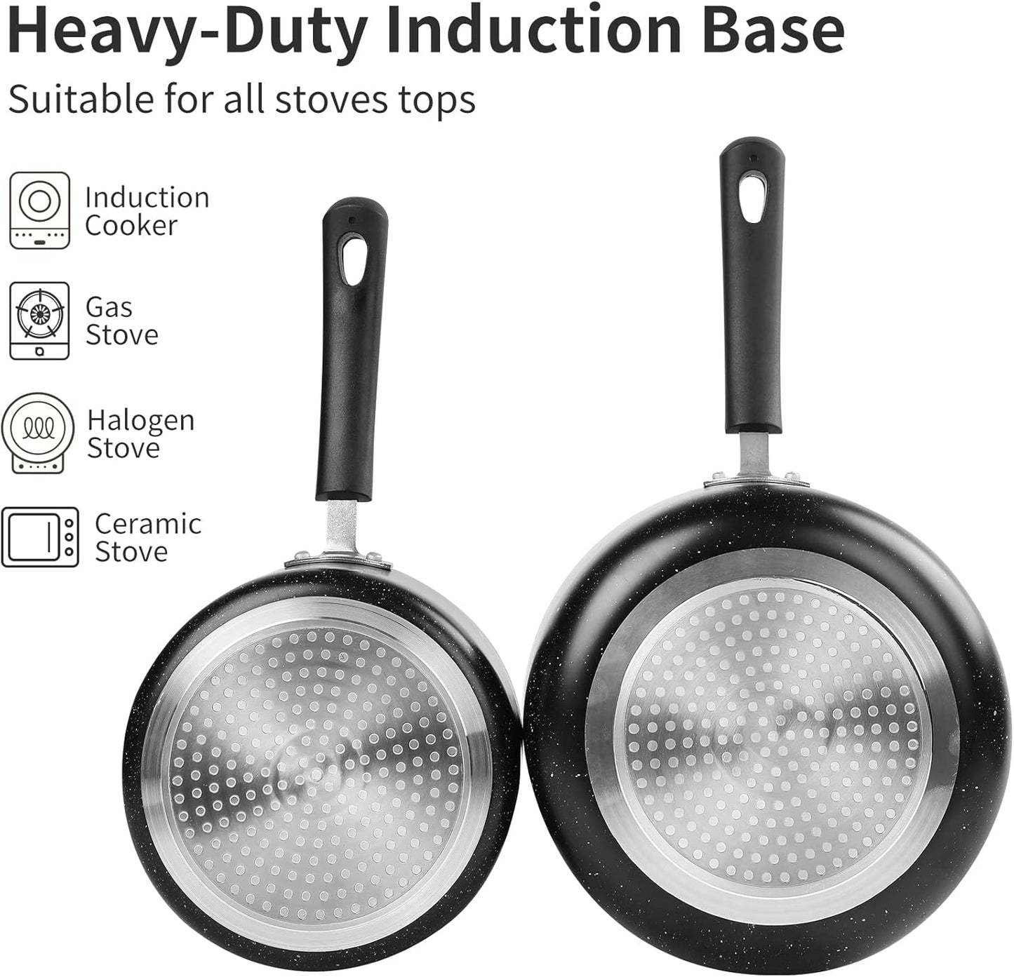 Nonstick Saucepan Set - 2 Quart and 3 Quart,Ultra Non Stick Sauce Pan Small Pot with Glass Lid,Great for Home Kitchen Restaurant,Black