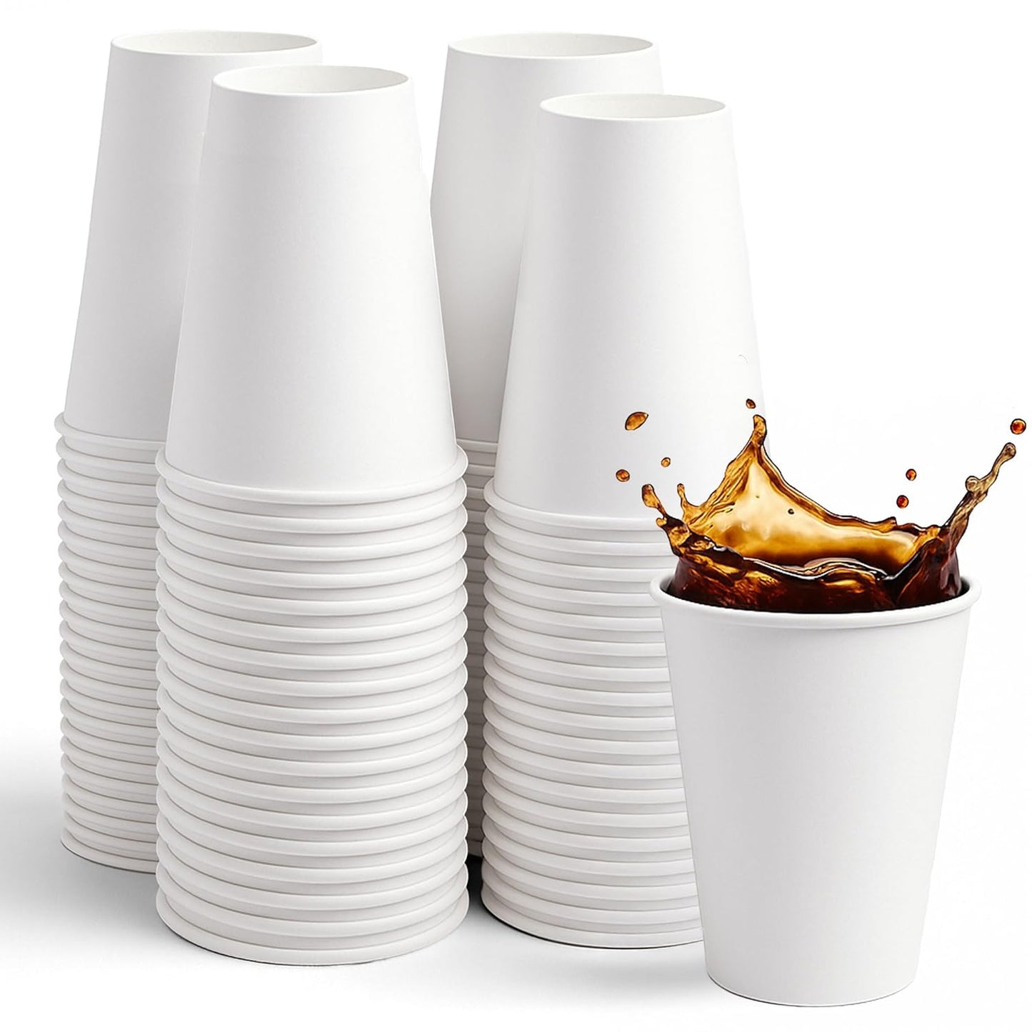 Freshware Coffee Cups 12 oz [300 Pack] Disposable Paper Cups for Hot or Iced Coffee Cup, Slushie Cup, Milkshakes, Smoothies, and Tea