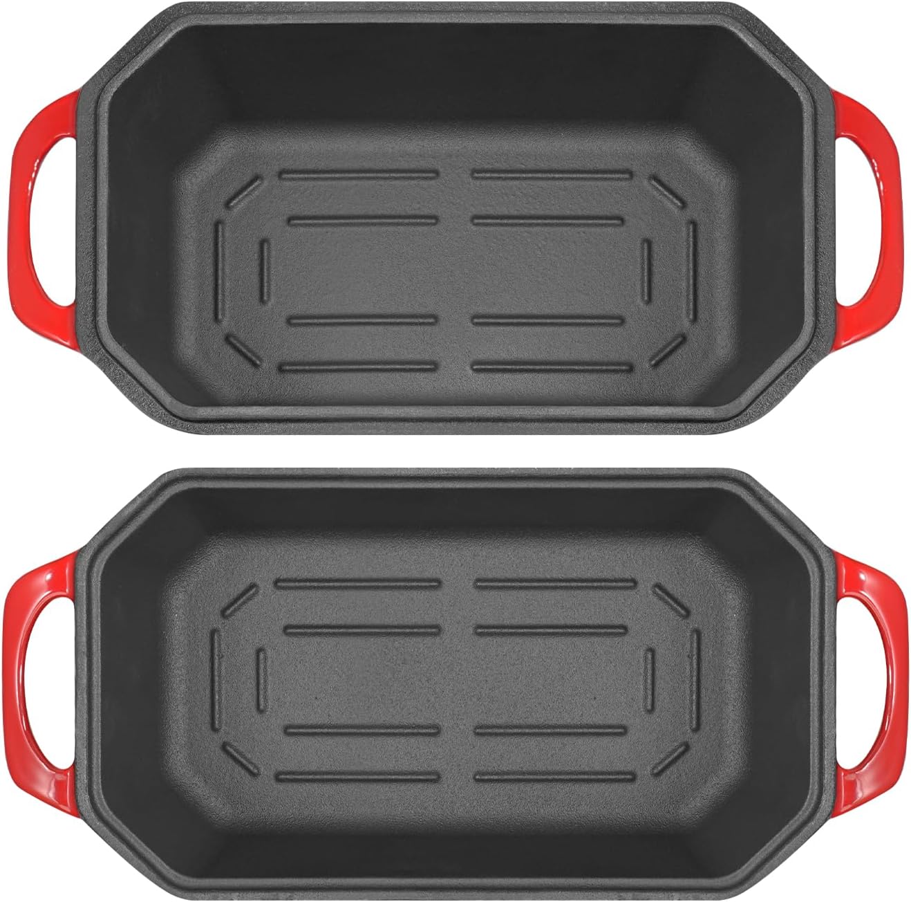 Bread Pan Cast Iron Loaf Pan with Lid Bread Loaf Pan 9x5 Inch Loaf Pan Enameled Cast Iron Sourdough Loaf Pan, Red