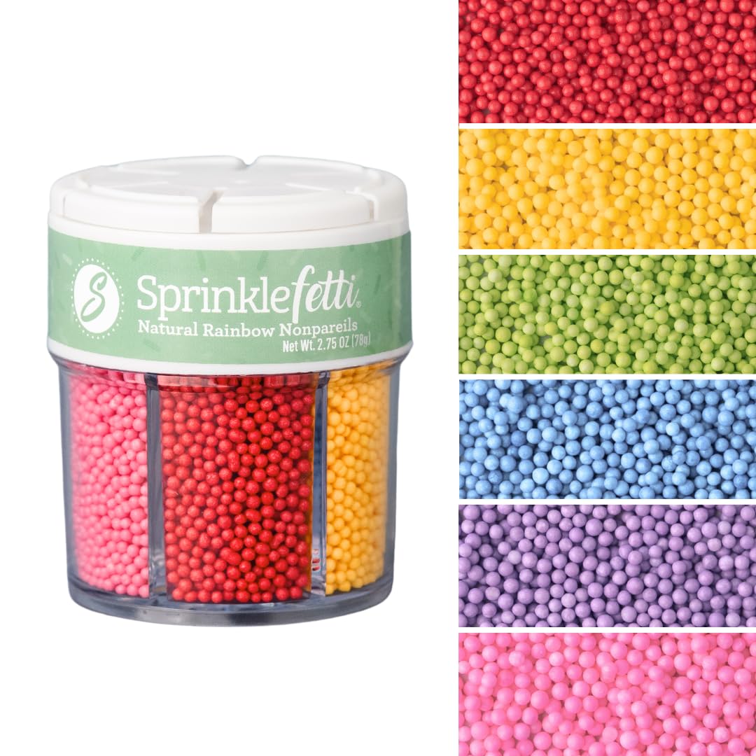 Sweets Indeed Sprinkles 6 Cell Edible Sprinkle Mix Jimmies Perfect for Cake Decorations Baking Ice Cream Cookies Cupcake Topper (Rainbow Nonpareils)