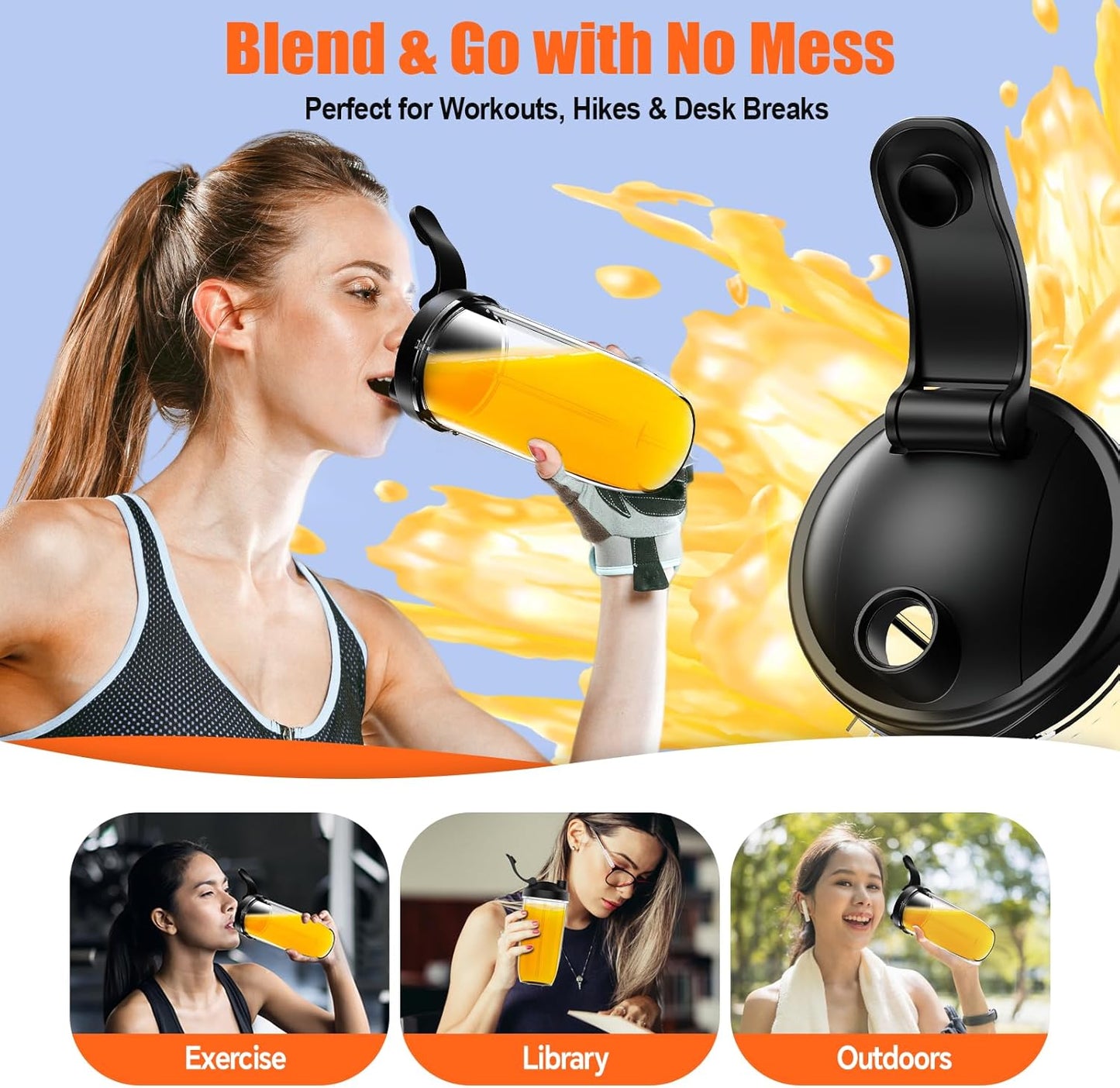 Smoothie Blender, Personal Blender for Shakes and Smoothies,12Pcs Coffee Grinder and Countertop Blenders Combo for Kitchen, Portable Smoothie Blenders with 10oz/17oz x2/23oz Cups (BLACK) (black2)