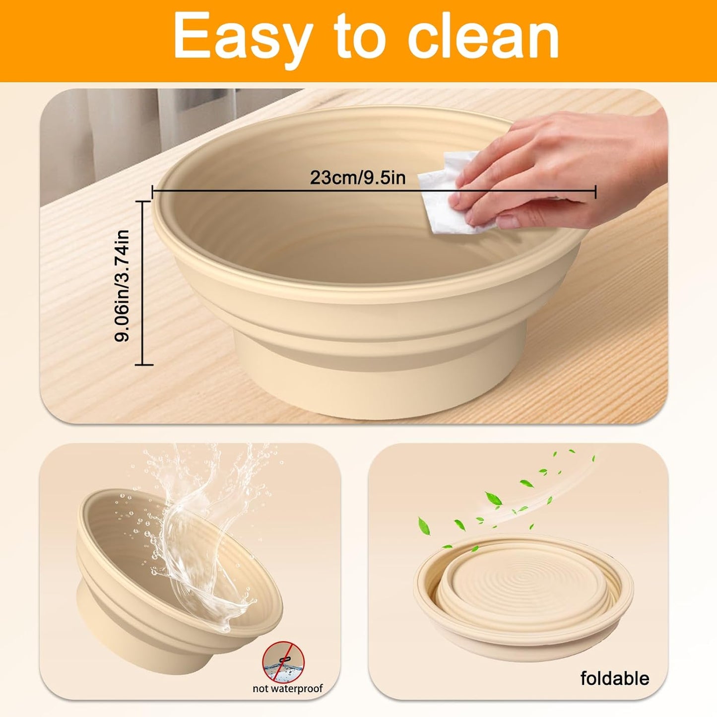 Heating Sourdough Bread Baking Supplies, Bread Proofer with 4 Temperature Settings, Round 9 Inch Foldable Silicone Basket, Yogurt & Pet Food Warmer