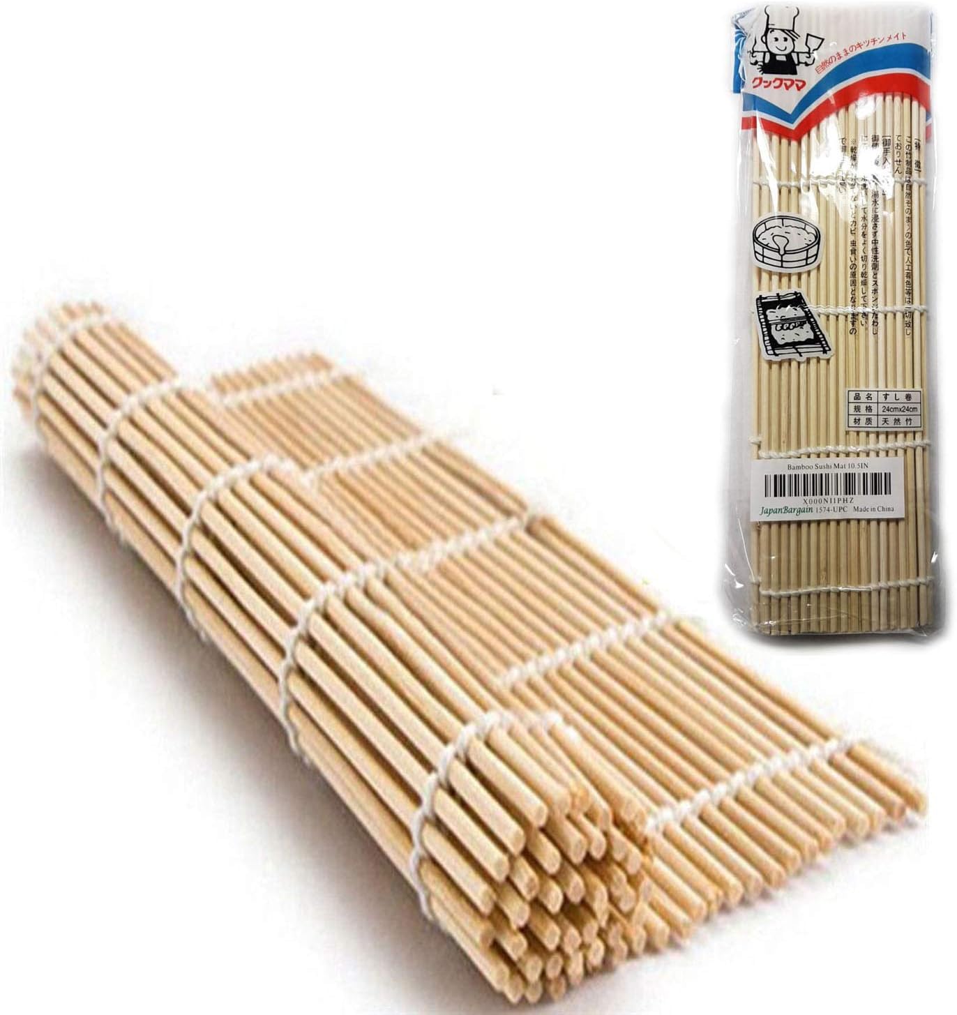 JapanBargain, 4 Pack Large Sushi Roll Bamboo Mats, 10.5" Square Natural Bamboo Sushi Rolling Mats for Making Sushi Rolls, Eco-Friendly, Reusable, Easy to Clean