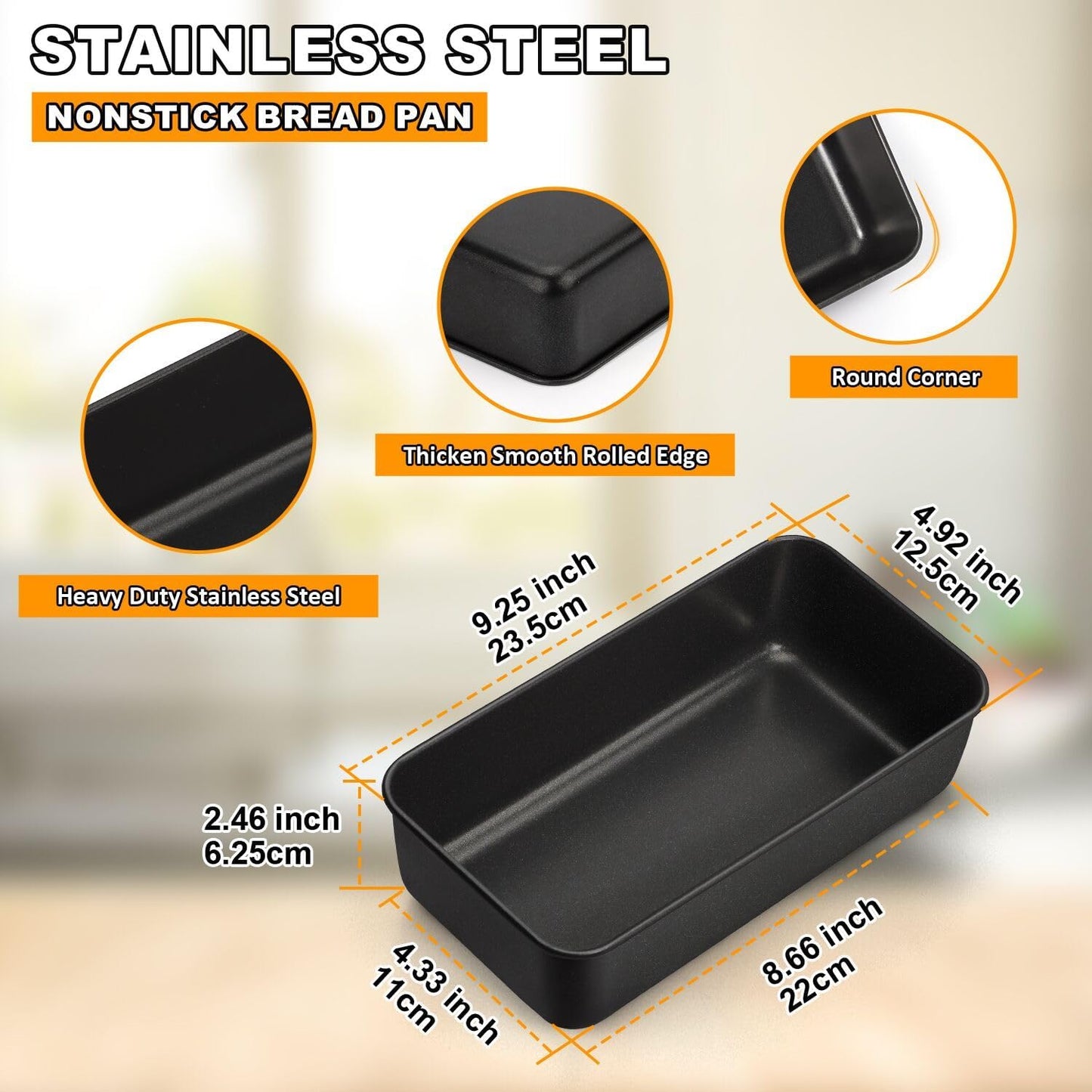 LIANYU 6 Pack Nonstick Loaf Bread Pan for Baking, 9x5In Bread Loaf Baking Pan, Stainless Steel Meatloaf Pan Tin for Homemade, Dishwasher Safe