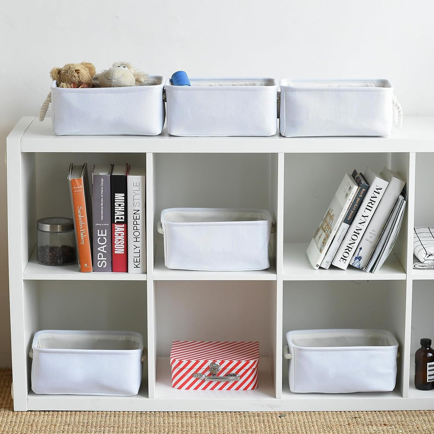 TheWarmHome Storage Basket for Gifts Empty - 11.8x7.8x5.2 inch 1 Pack Fabric Storage Cubes, Nursery Organizers and Storage for Closet Cloth Toy Book (White)