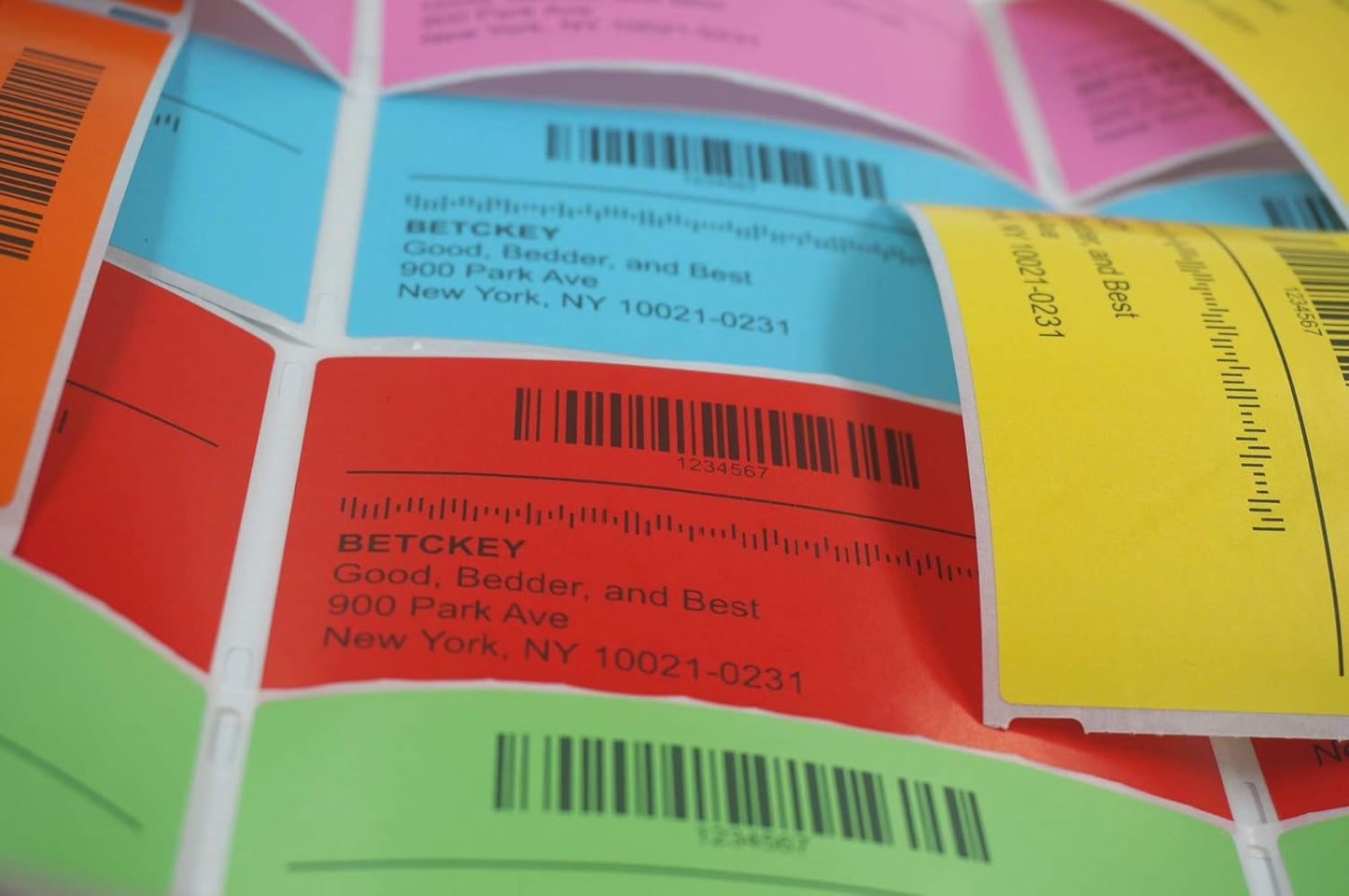 BETCKEY - 4" x 4" Shipping & Large Square Labels Compatible with Zebra & Rollo Label Printer,Premium Adhesive & Perforated[Pink, 6 Rolls, 2100 Labels]