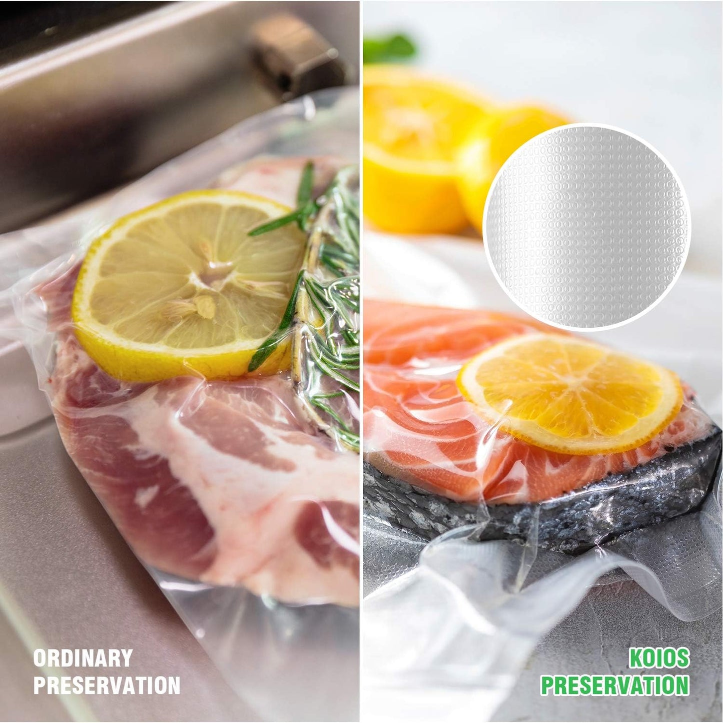 KOIOS Vacuum Sealer Bags for Food Vacuum Sealer Bags Rolls,8" x 16' Food Vacuum Rolls, Non-BPA Vacuum StorageBags for Food or Sous Vide, Seal a Meal, Heavy Duty (2 Rolls)