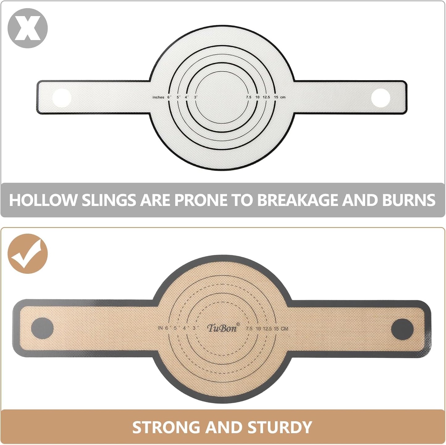 TuBon Silicone Bread Sling for Dutch Oven,Non-Stick & Easy Clean & Odor-Free, Reusable Silicone Bread Baking Mat with Long Handles, Easy to Transfer Sourdough Bread(2 Grey pcs)