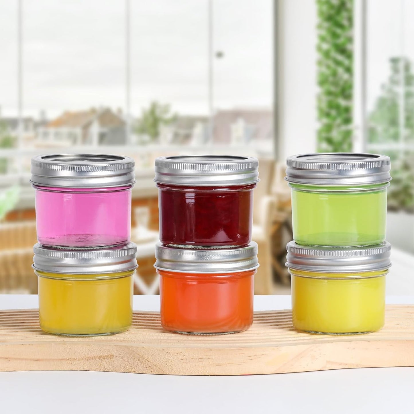 4 oz Small Mason Jars, 16 Pack Mini Canning Jars with 2 Types of Lids, 16 Split-Type and 16 One-Piece Lids for Dessert, DIY