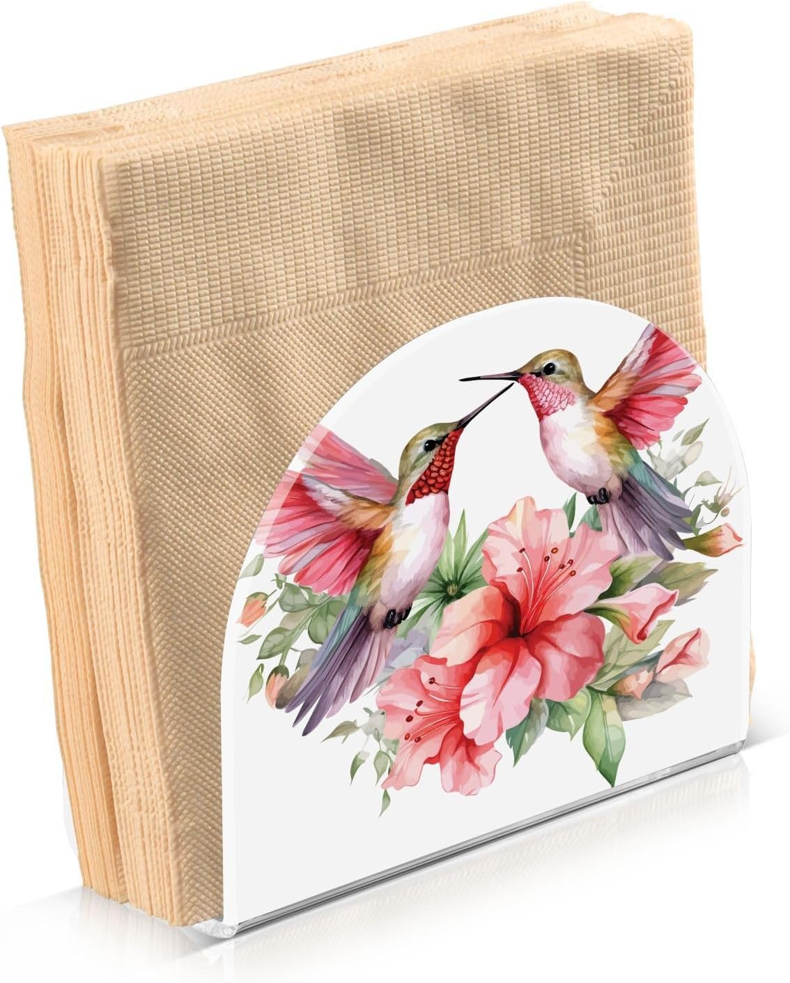 Hummingbirds Spring Floral Napkin Holder for Table Paper Napkins Holder Acrylic Tissue Dispenser Kitchen Dining Room Bathroom Party Car Decor