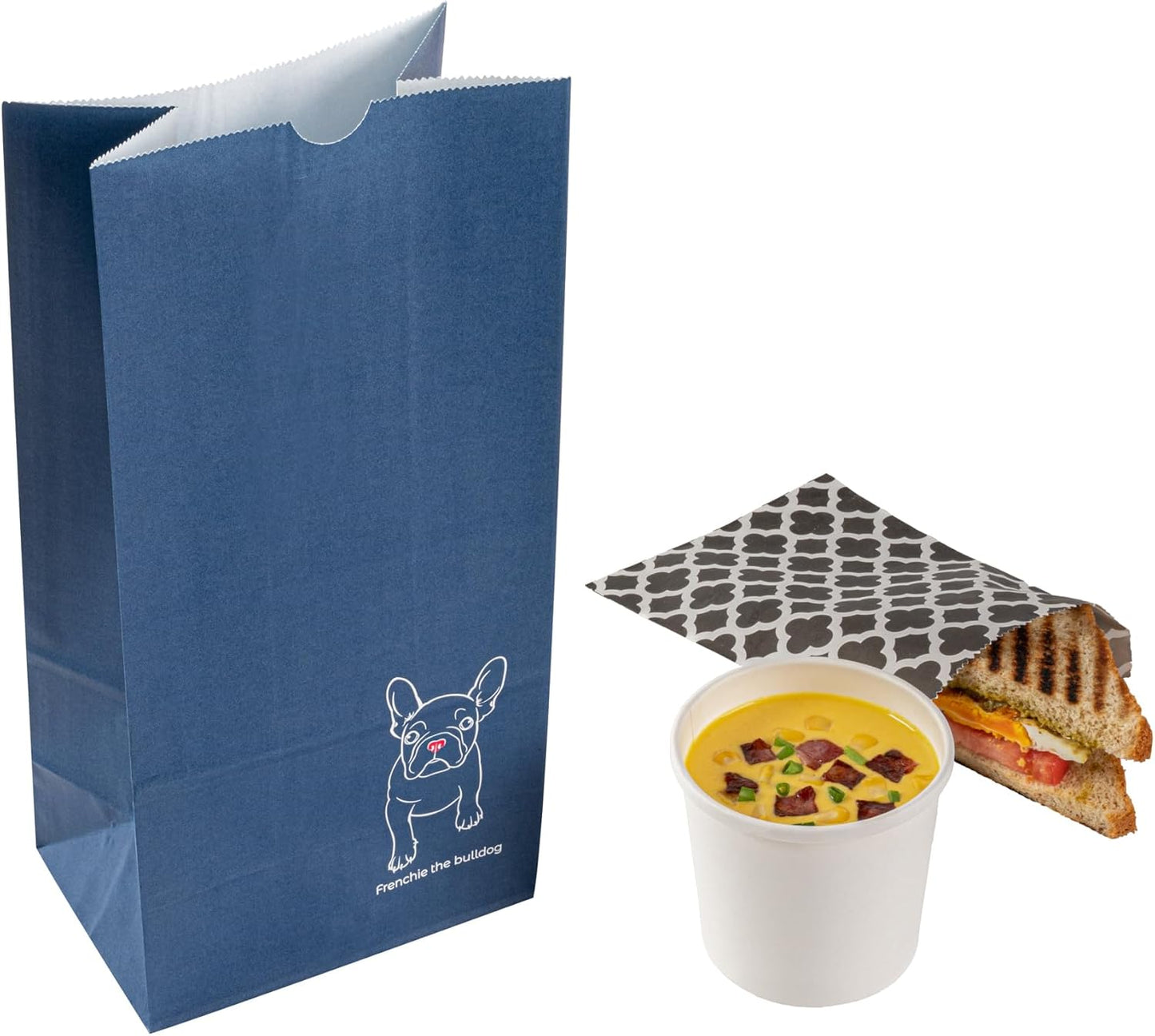 Restaurantware Bag Tek 8 LB Disposable Lunch Bags 100 Sturdy Take Out Bags - Flat Bottom Great For Restaurants Cafes And Bakeries Frenchie Paper Popcorn Bags Versatile For Grocery And More