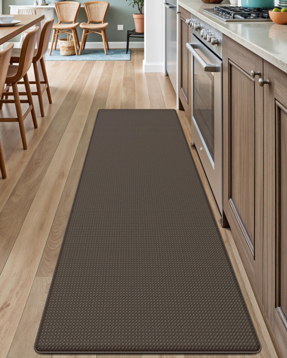 DEXI Kitchen Floor Mats Cushioned Anti Fatigue, 17x59, Standing Runner Rug Waterproof, Comfort Memory Foam Padded for Front Sink Laundry, Brown