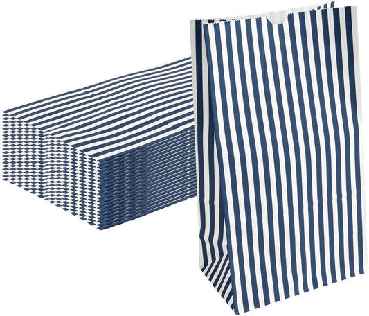 Restaurantware Bag Tek 12 LB Disposable Lunch Bags 100 Sturdy Take Out Bags - Flat Bottom Great For Restaurants Cafes And Bakeries Blue And White Paper Popcorn Bags Versatile For Grocery