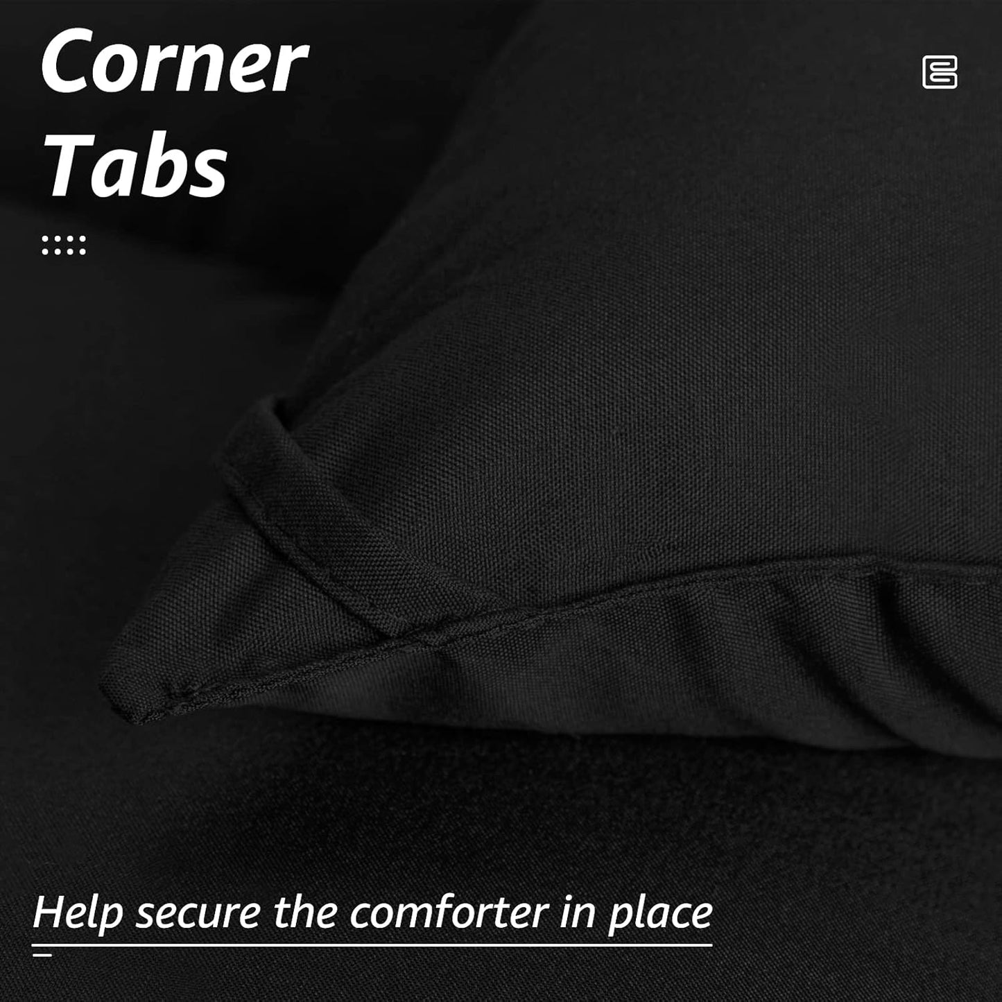 HYLEORY All Season Queen Size Bed Comforter - Cooling Goose Down Alternative Quilted Duvet Insert with Corner Tabs - Winter Warm - Machine Washable - Black