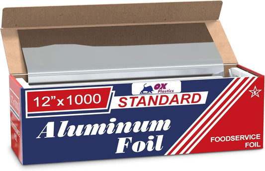 Standard Premium Aluminum Foil | 12”x1000 Feet Long | Industrial Size and Strength | Commercial Grade & Length Foil Wrap for Food Service Industry and Home Use| Strong Silver (1 Pack)