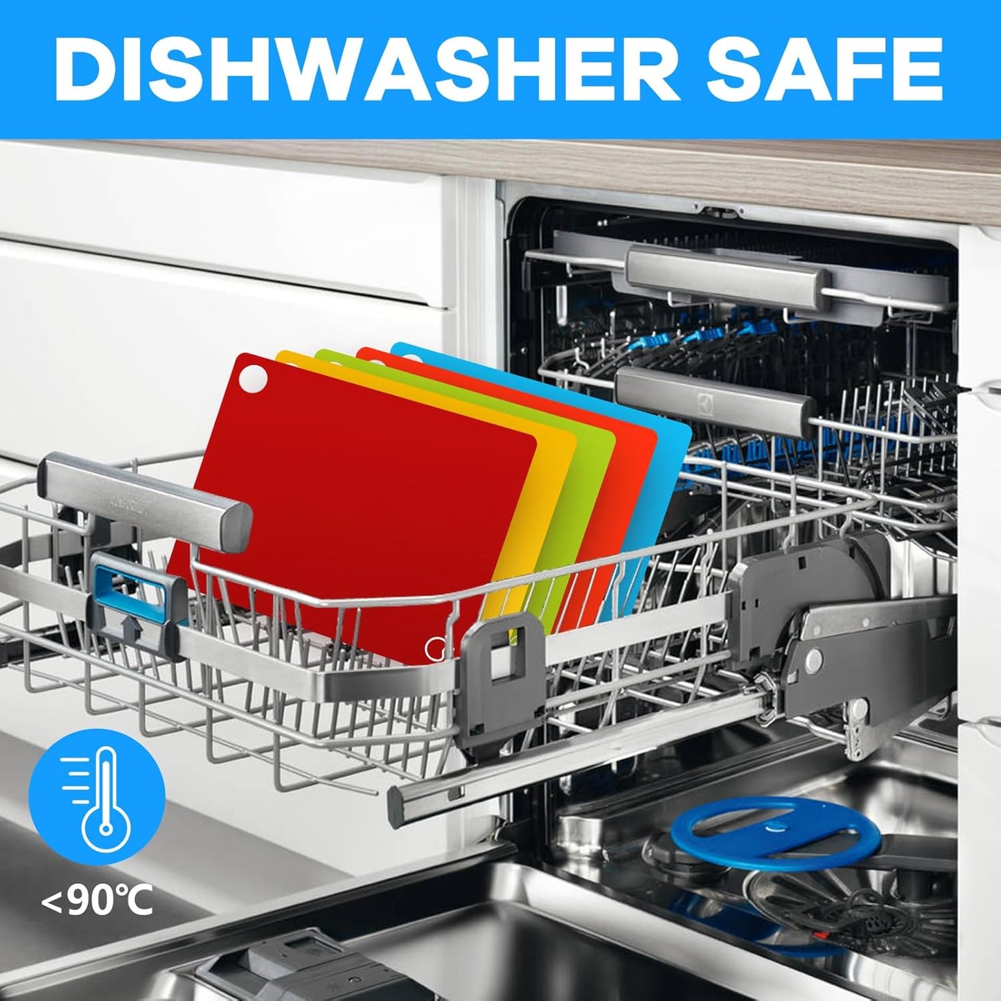 GoodLuck 5 Pieces Flexible Cutting Boards with Hanging Hole, BPA Free Plastic Cutting Boards for Kitchen, Non Slip Cutting Mat for Meat and Vegetables