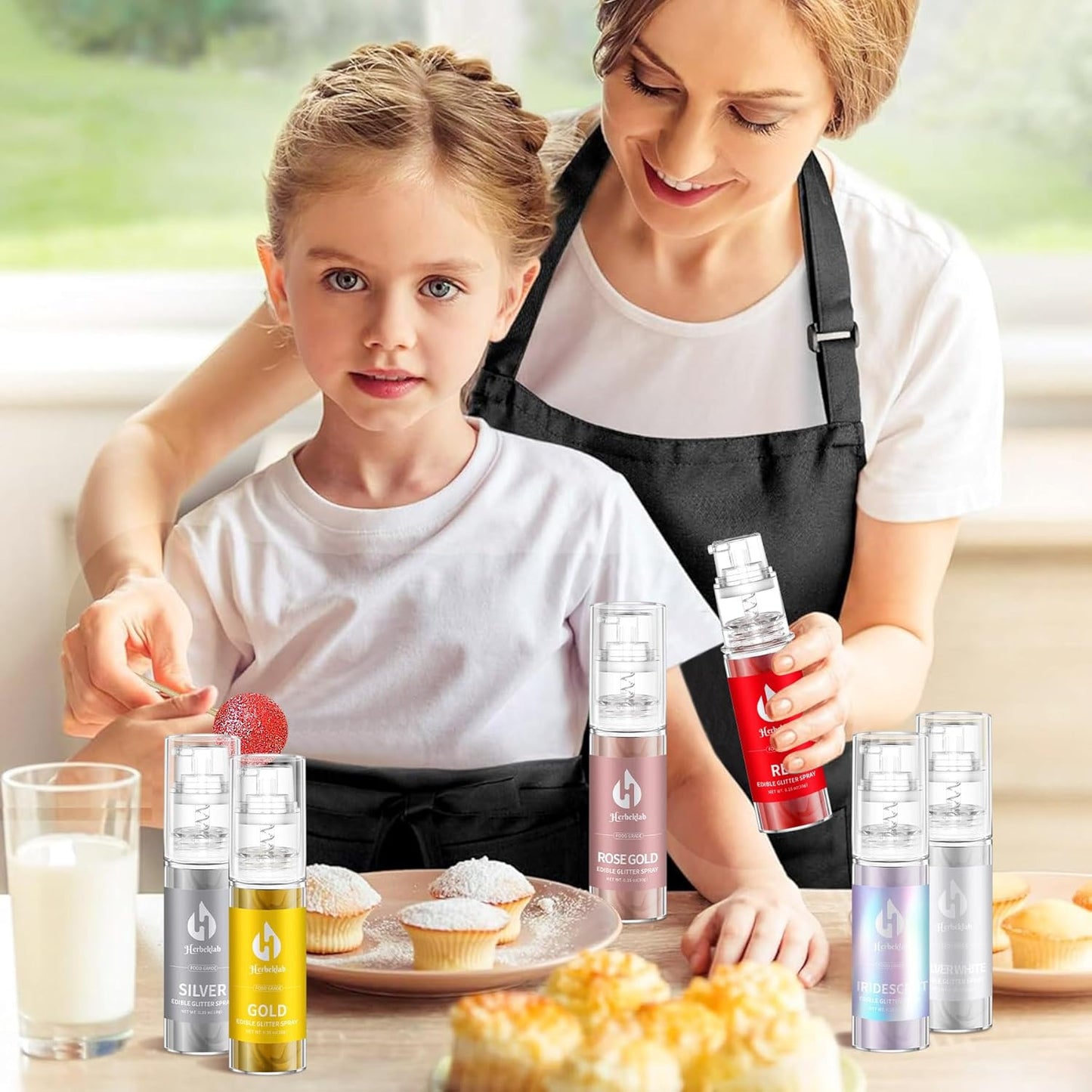 Iridescent Edible Glitter - Herbeklab Edible Glitter Spray 10g Edible Iridescent Glitter for Cakes Food Grade Drink Glitter Rainbow Edible Glitter for Cocktails Chocolate Strawberry