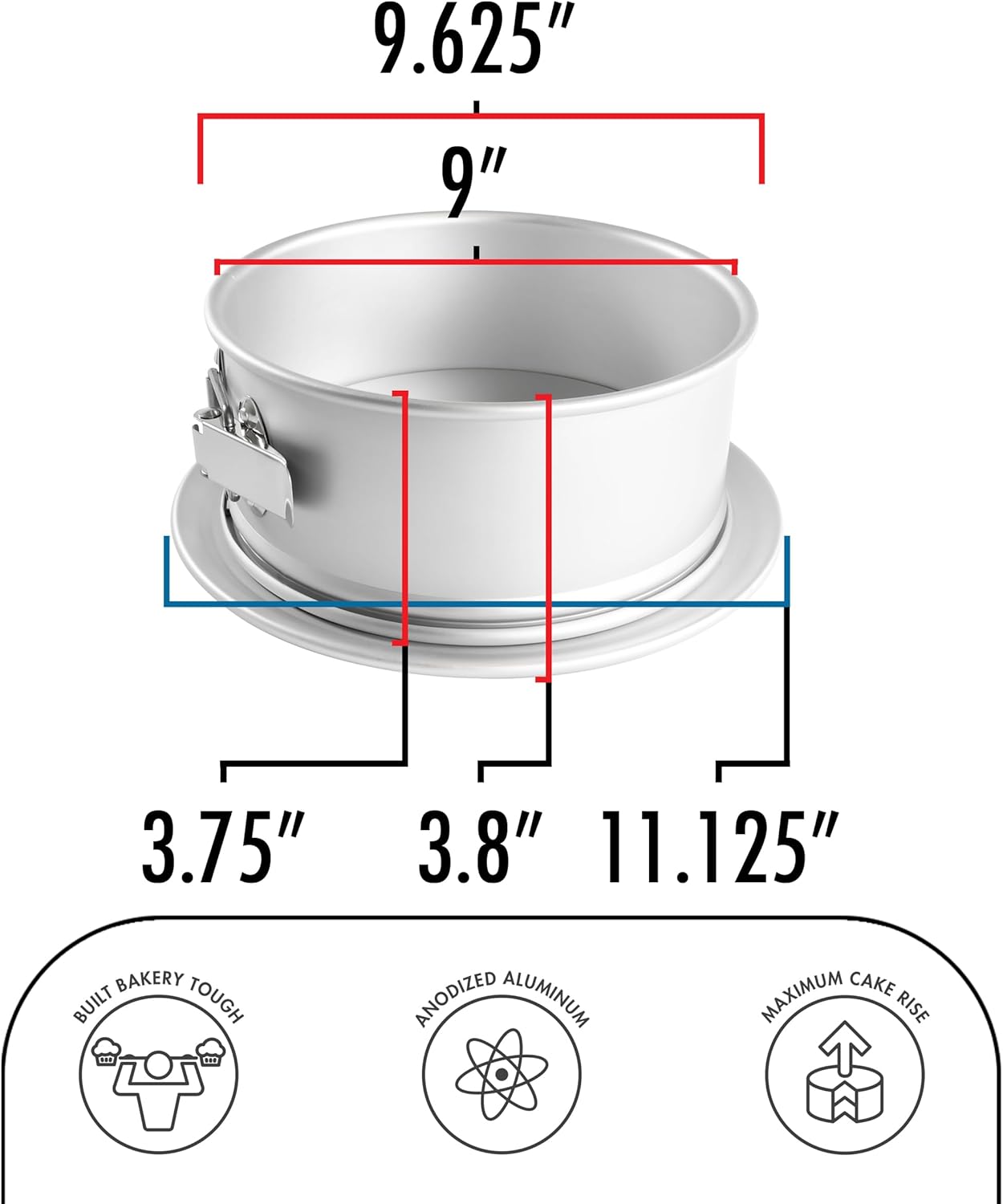 Fat Daddio's PSF-93 Anodized Aluminum Springform Pan, 9 x 3 Inch