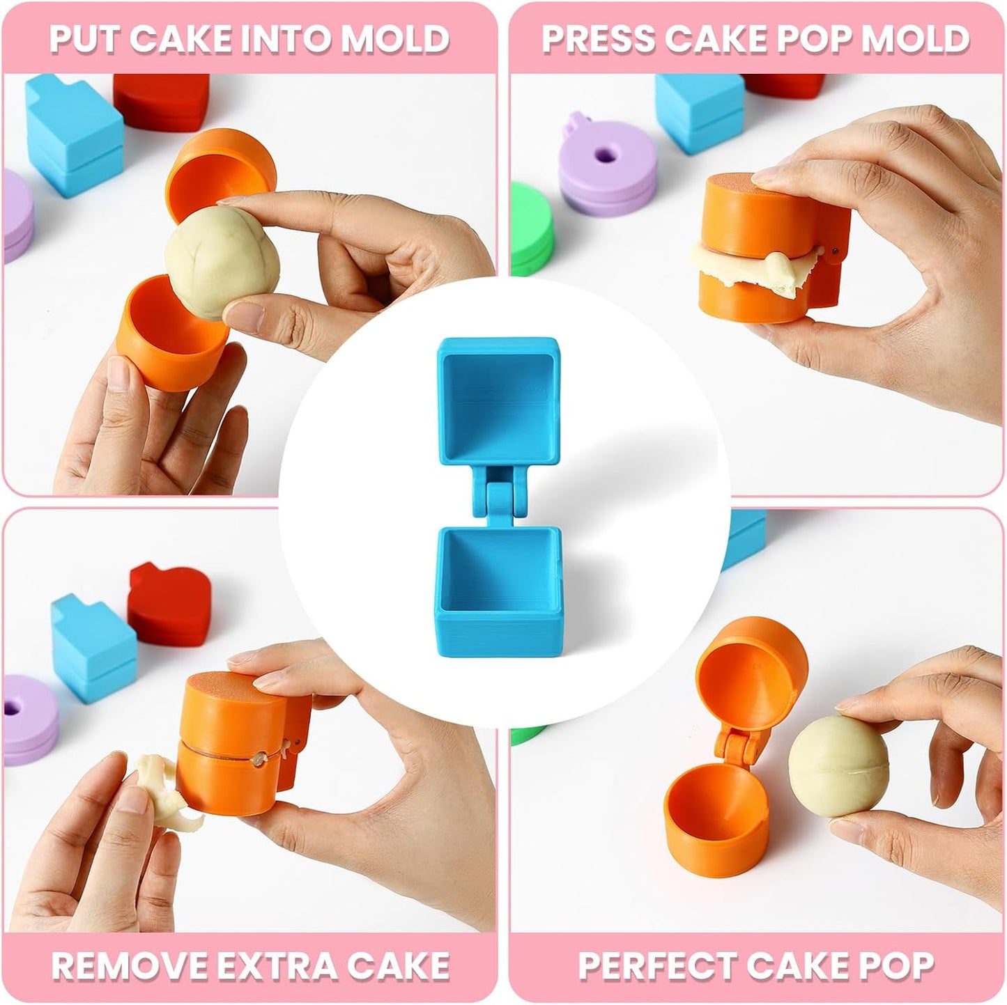 2 PCS Cylinder Cake Pop Mold Shapes Press Set, 3D Printed Cake Pop Cutter and Pusher, Baking Tools Accessories for Home Baking, Birthday Parties, Wedding Desserts