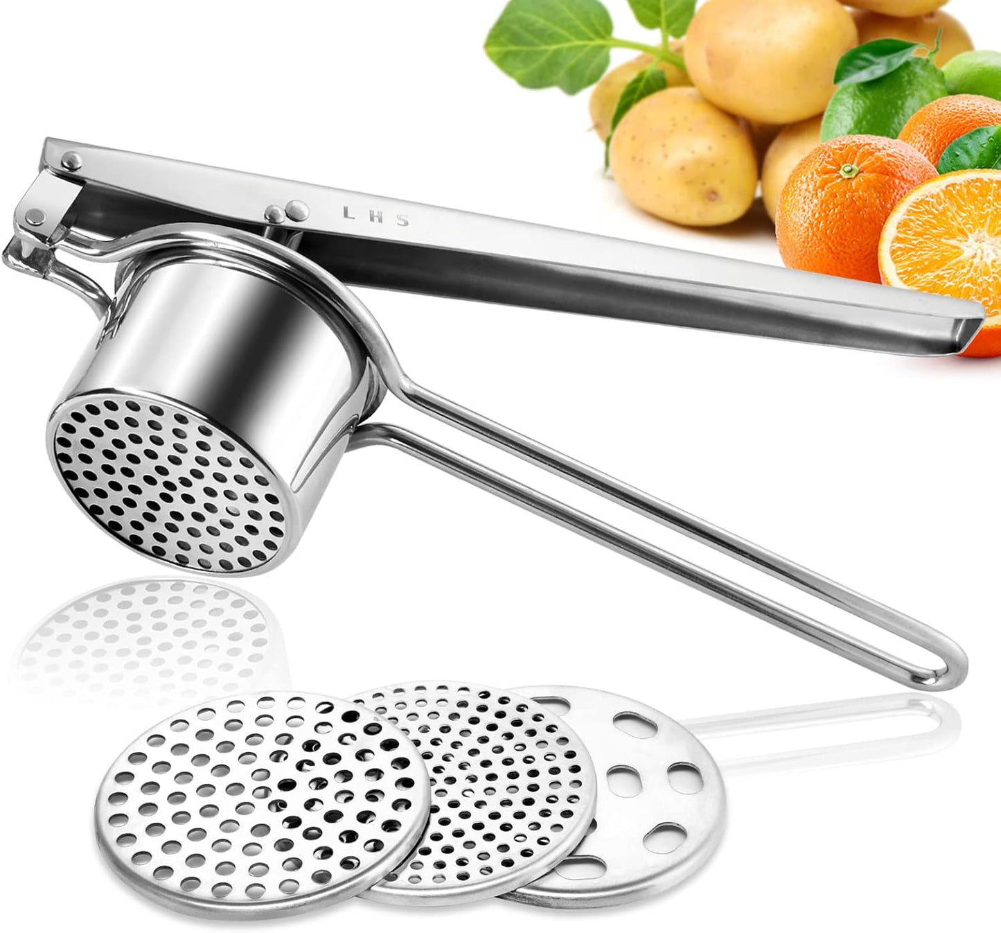 Heavy Duty Stainless Steel Potato Ricer, Large Masher & Squeezer, Grade Hand Vegetable Ricer, Kitchen Tool, Food Presser & Food Mill