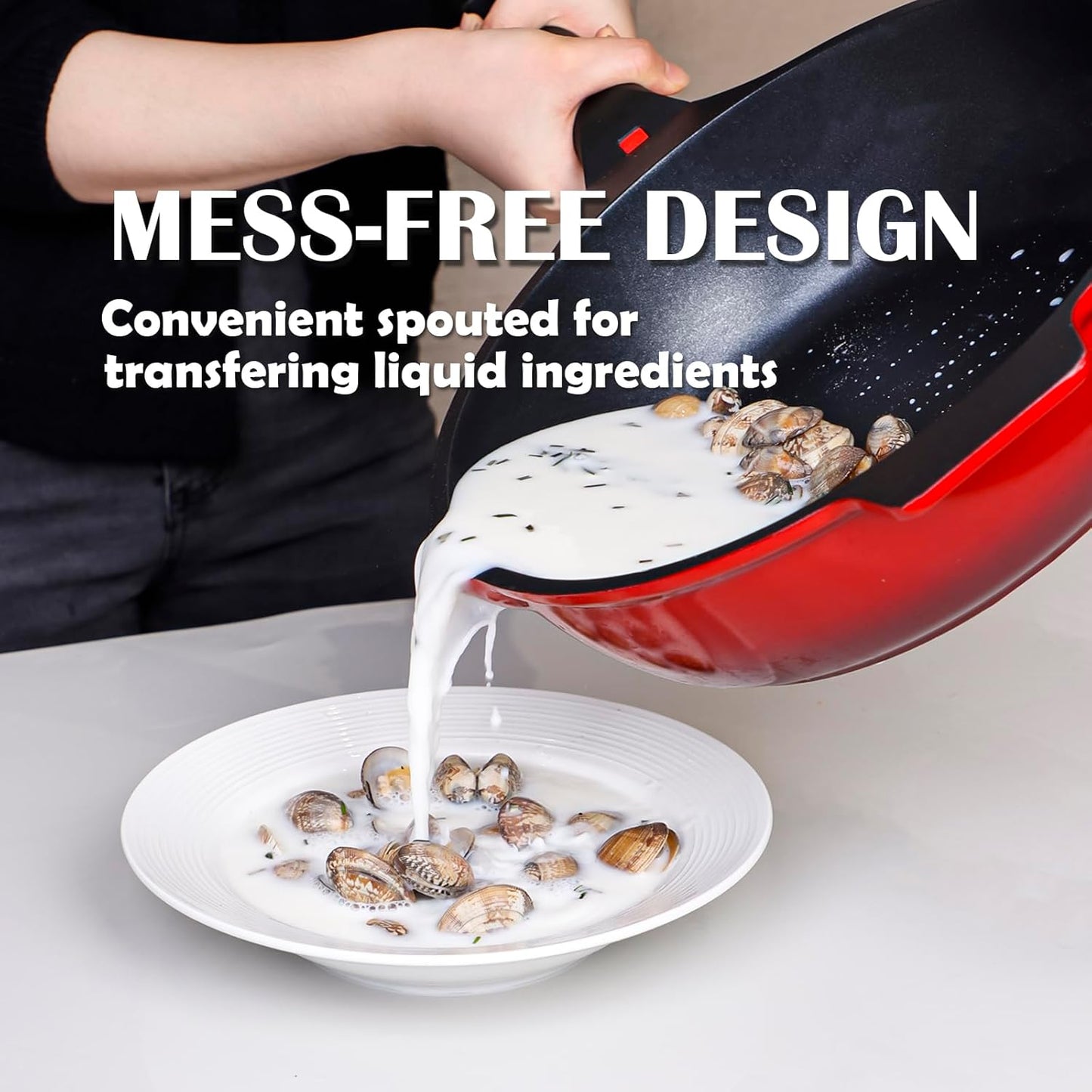 DIIG Nonstick Deep Frying Pan Skillet with Lid, 12 inch/ 5.5 QT Saute Pan with Silicone Lid, Sauce Cookware Cooking Chef Pans, Cast Aluminum Induction Compatible, Ruby Red