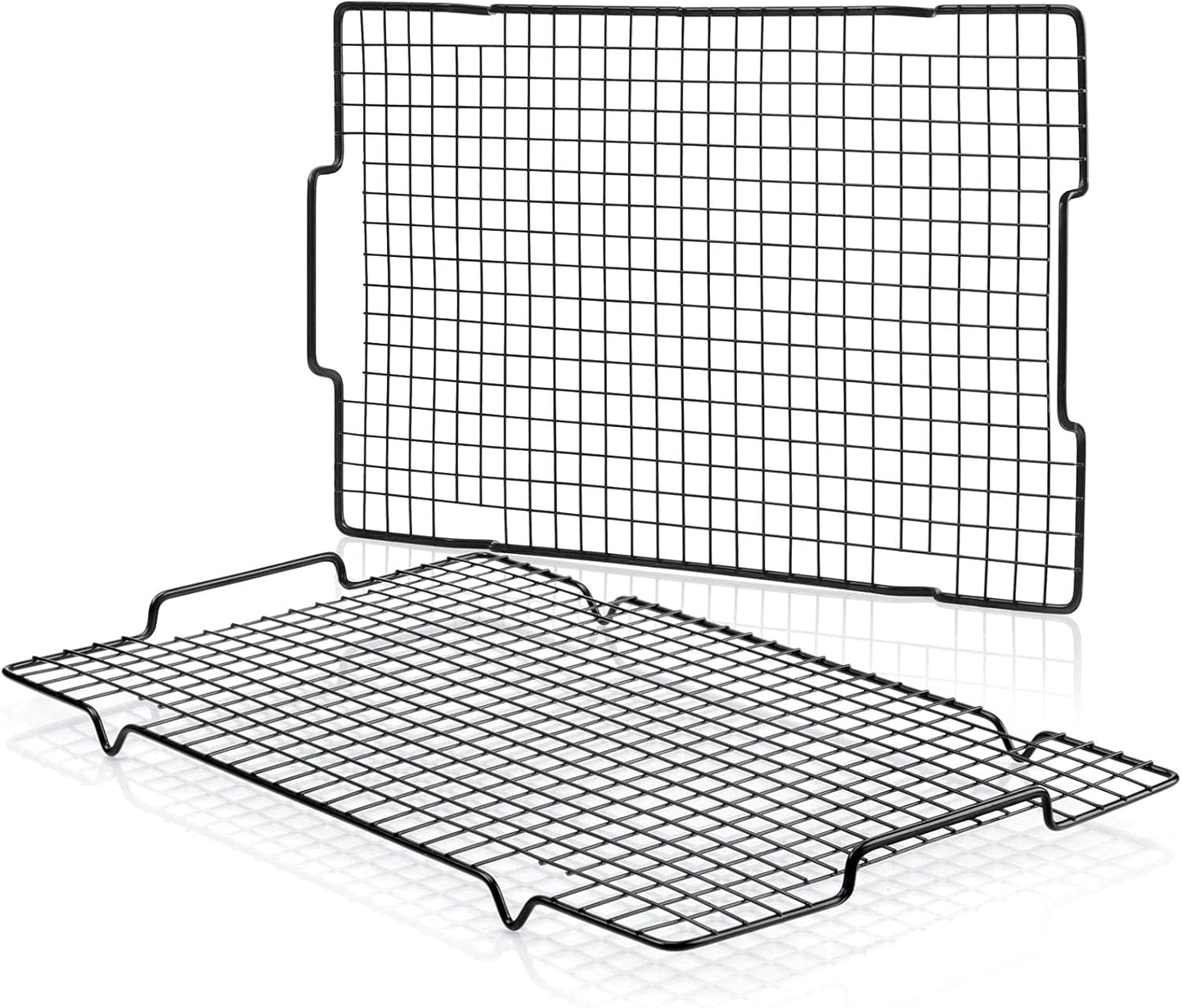 HULISEN Cooling Rack 2 Pack - 16" x 10", Nonstick Baking Rack with Handle fits Half Sheet Pan, Cookie Cooling Racks for Baking and Cooking, Wire Smoker Racks for Grilling, Oven Safe