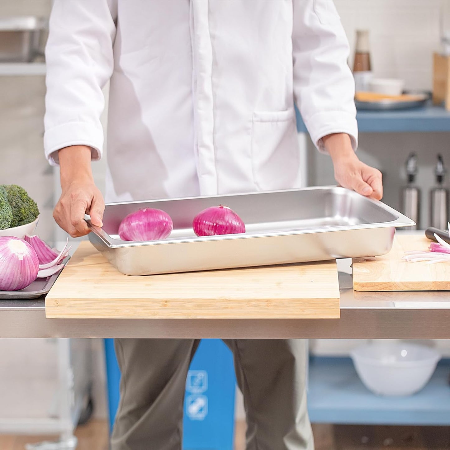 Full Size Steam Table Pans 6-Pack 2.5 Inch Restaurant Stainless Steel Pan Commercial Catering Food Pan for Commercial Kitchen Supplies