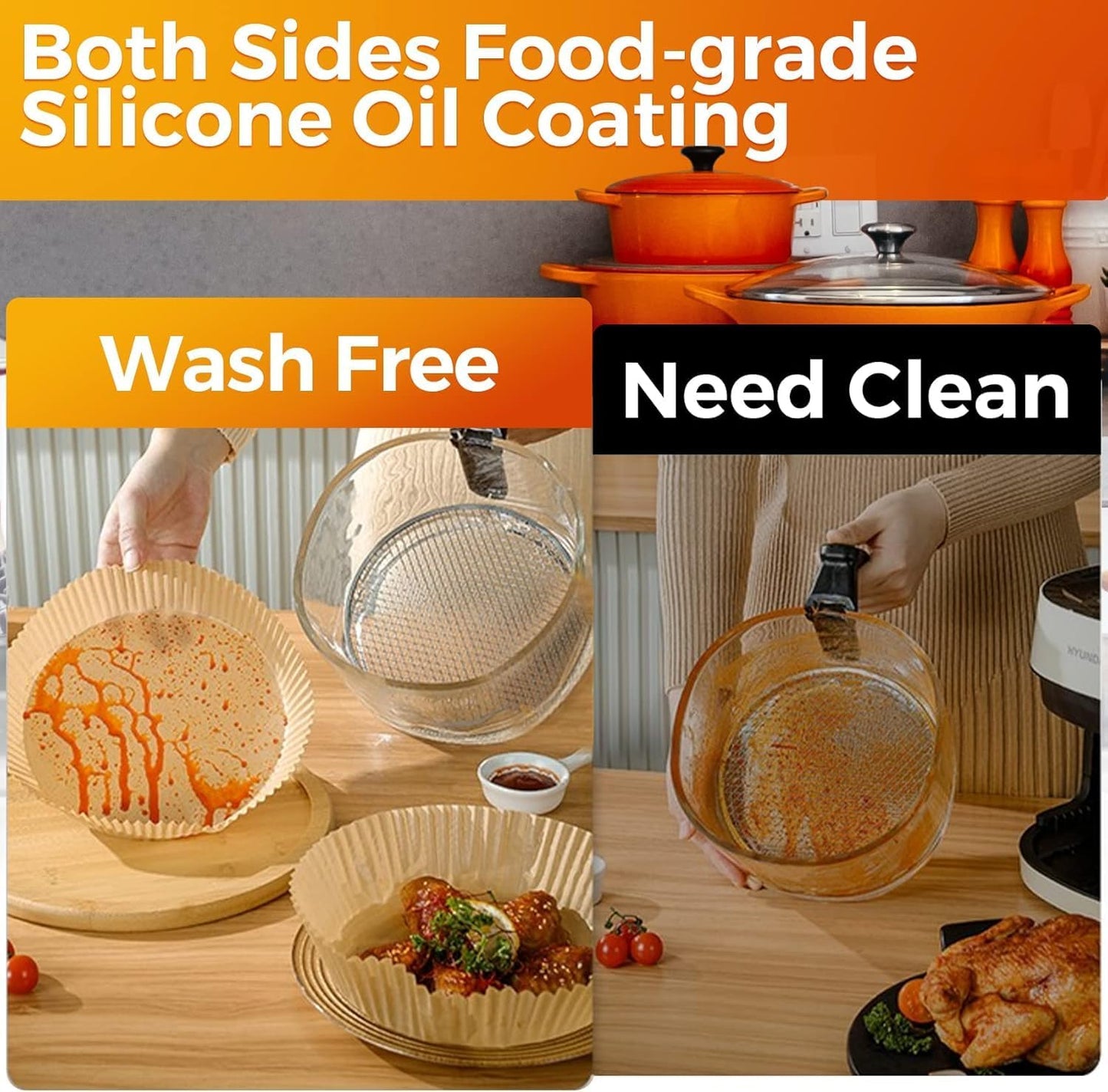 100Pcs Air Fryer Paper Liners Disposable, 8 Inch Max Xl Large Cooker Air Fryer Disposable Paper Liners, Oil Proof Parchment Sheets Round Basket Bowl Liner for Baking