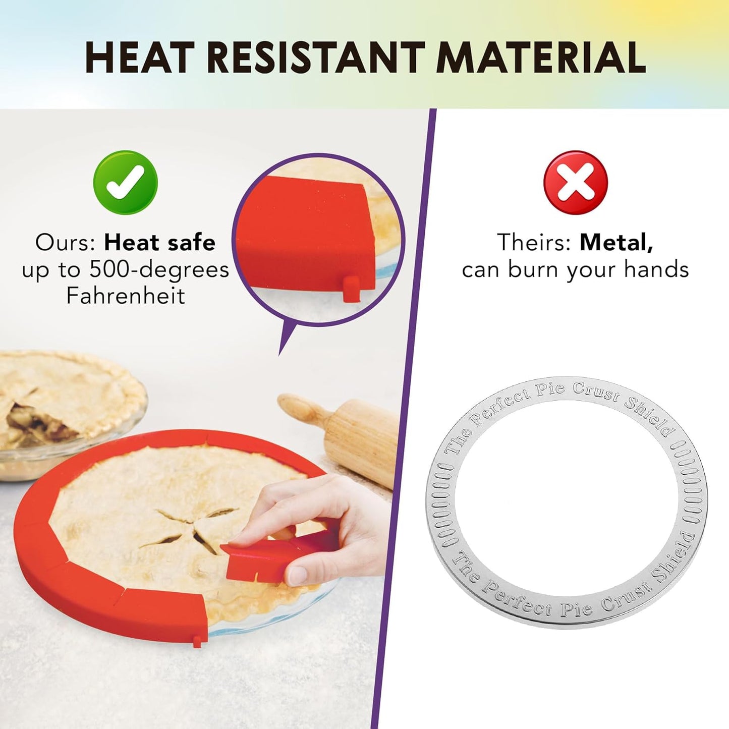 Talisman Designs Baking Pie Crust Shield Protector Cover for Edges of Pie - 8-inch to 11.5-inch Adjustable Silicone Baking Accessory for Making the Perfect Pie | Set of 1