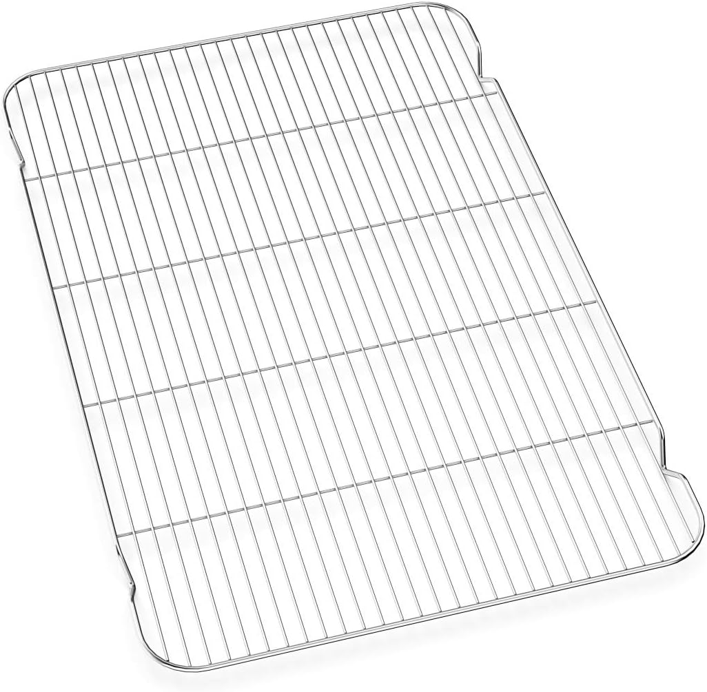 Large Set Baking Sheet and Cooling Rack Set, Bastwe 24L x 16W x 1H inch Professional Bakeware, Healthy & Nontoxic & Rustproof & Easy Clean