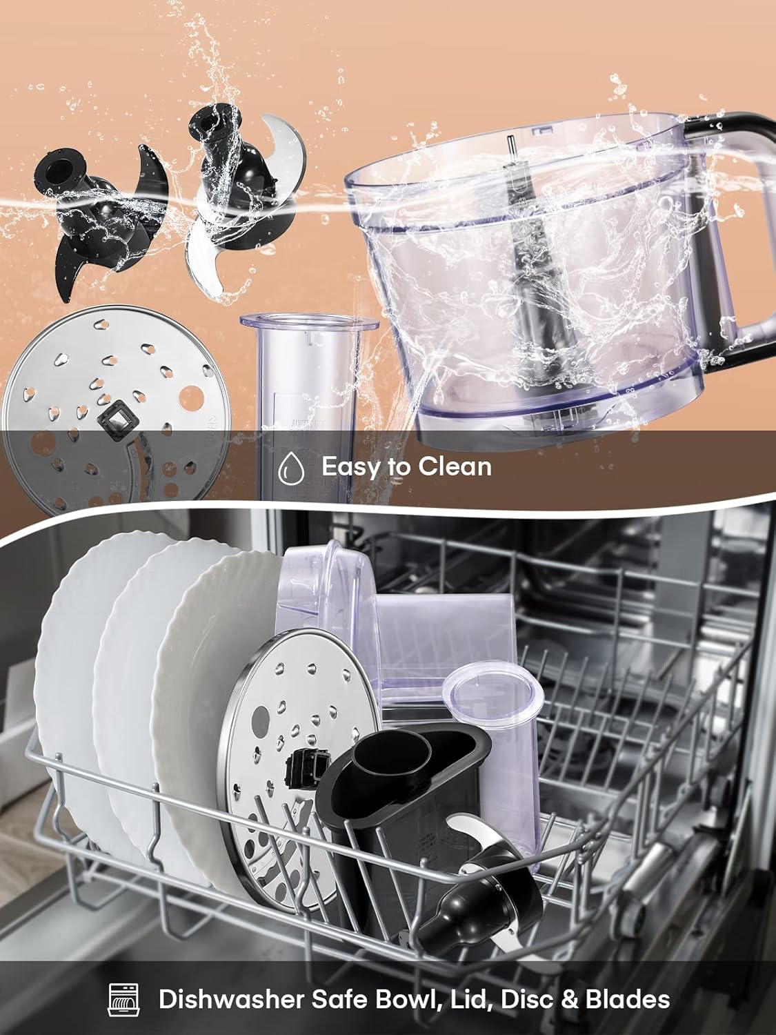 FOHERE Food Processor, 12 Cup, 2-in-1 Feed Chute Vegetable Chopper & Meat Grinder for Mincing, Dicing, Shredding, Puree & Kneading Dough, Stainless Steel