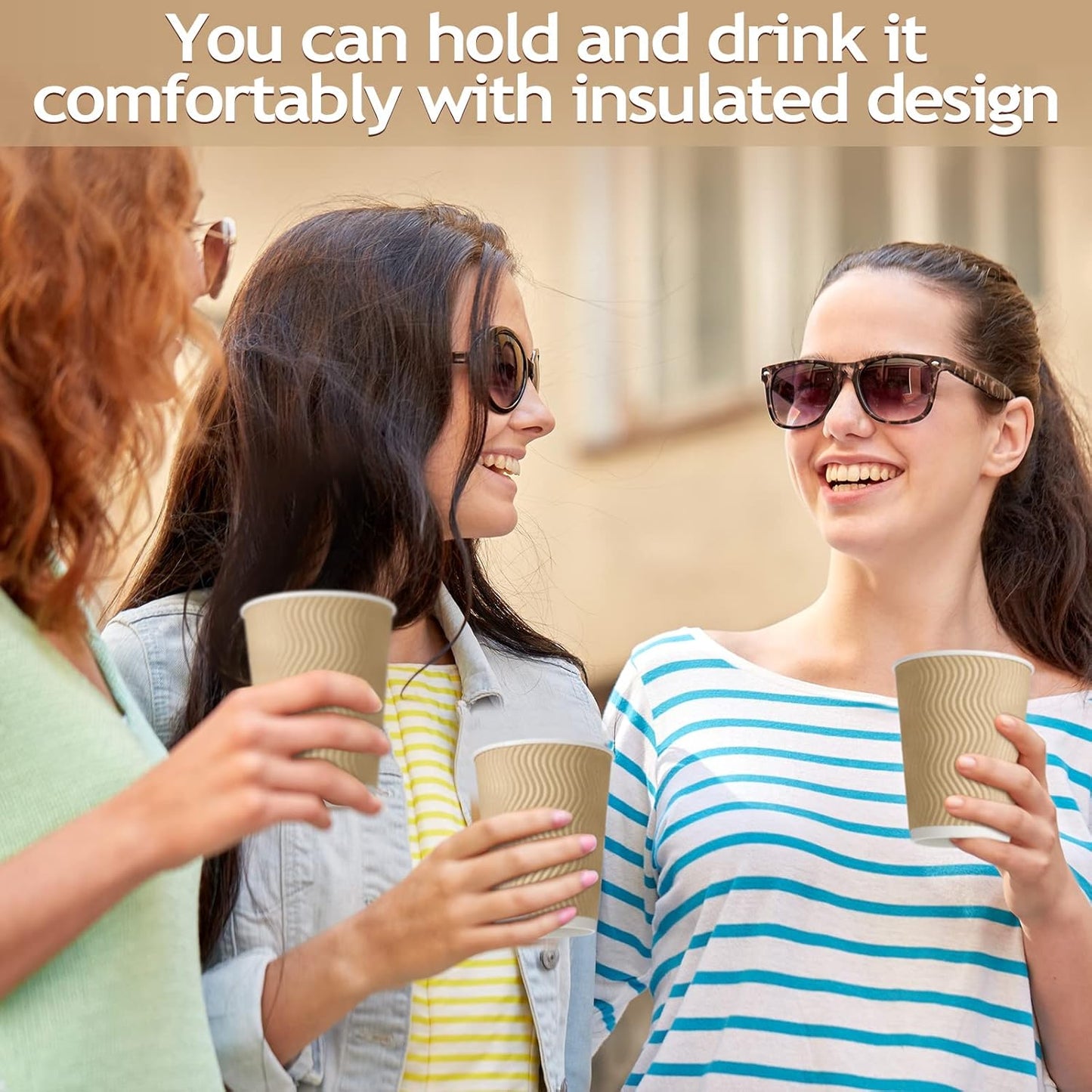 Foaincore 200 Pack 12 oz Brown Paper Cups, Disposable Ripple Insulated Hot Beverage Cups for Coffee, Tea, Hot Chocolate, Cold Drinks, Party & Events