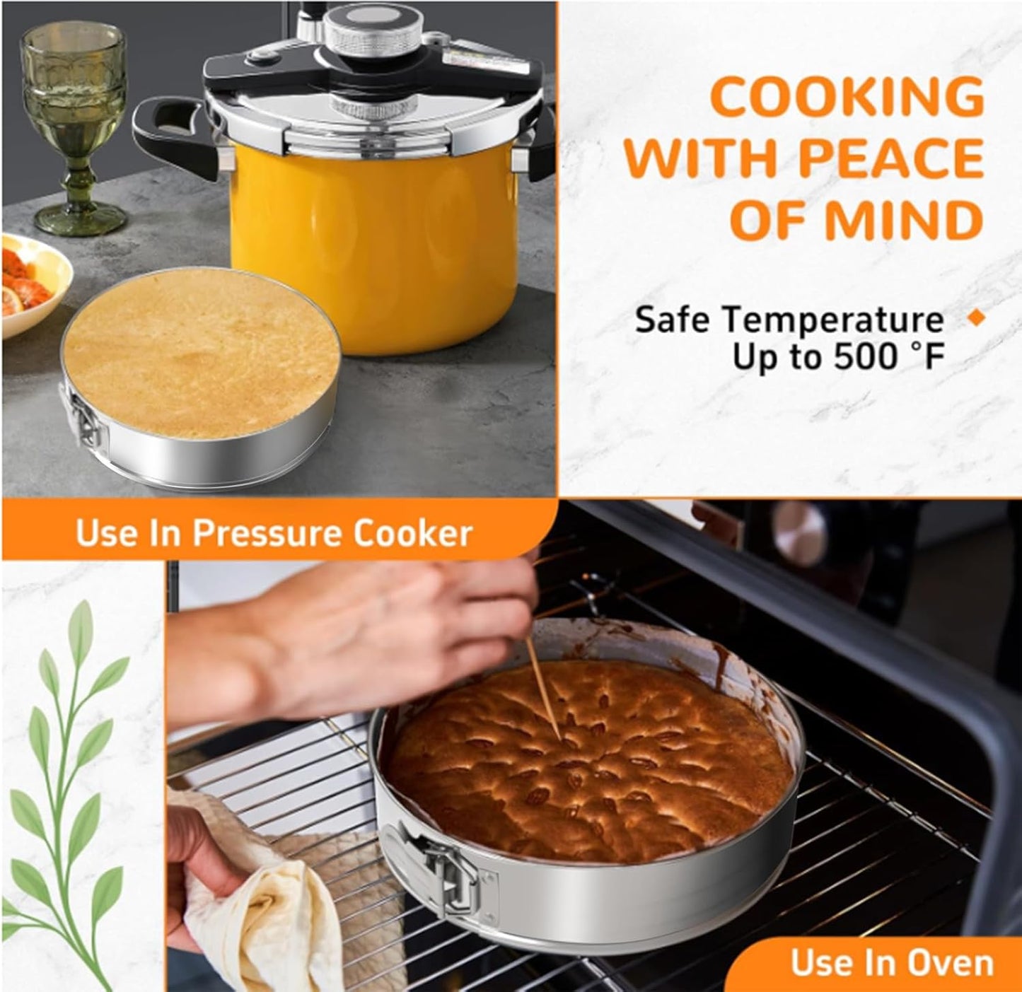 10 Inch 304 Stainless Steel Springform Pan with Removable Bottom, Nonstick Round Spring Form Cheesecake Pan with 30 Pcs Parchment Paper Liners