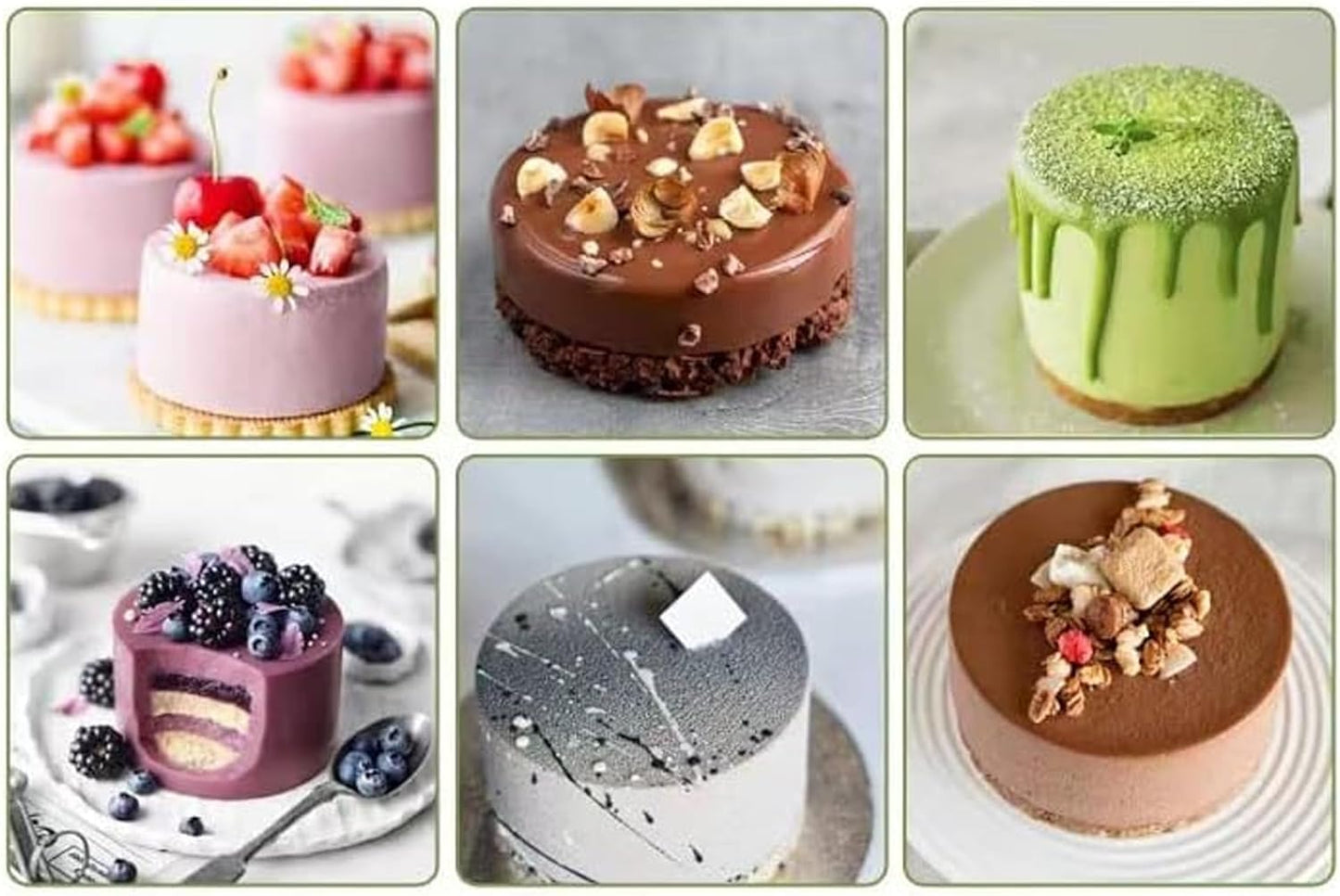 OCPO KITCHEN 3D Round Cylinder Silicone Mold for Baking Mousse Cake, Candy, Pastry, Chocolate, Cupcake, Cookie, Cake Decoration Mold, Round Shape (24-Cavity)