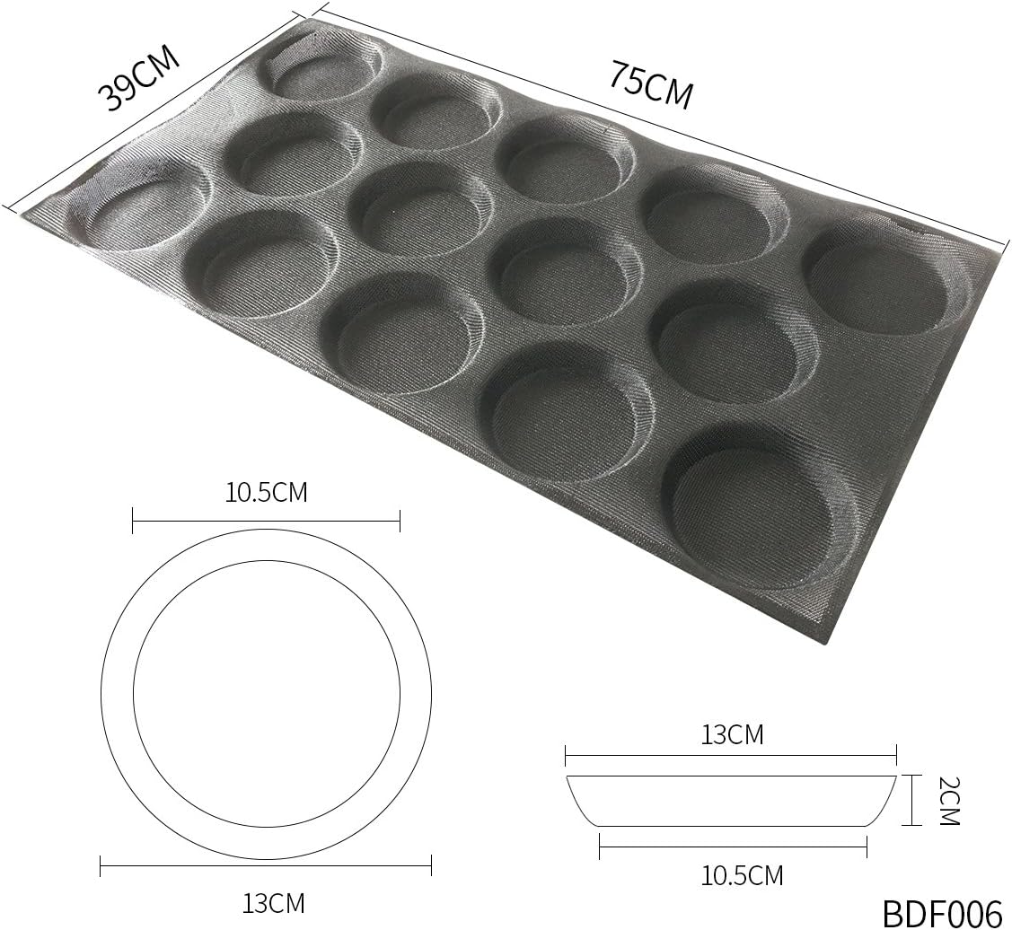 Bluedrop Silicone Hamburger Bread Forms Perforated Silicone Bakery Molds Tartlets Pita Moulds Sheets Food Grade for Industrial Large Size