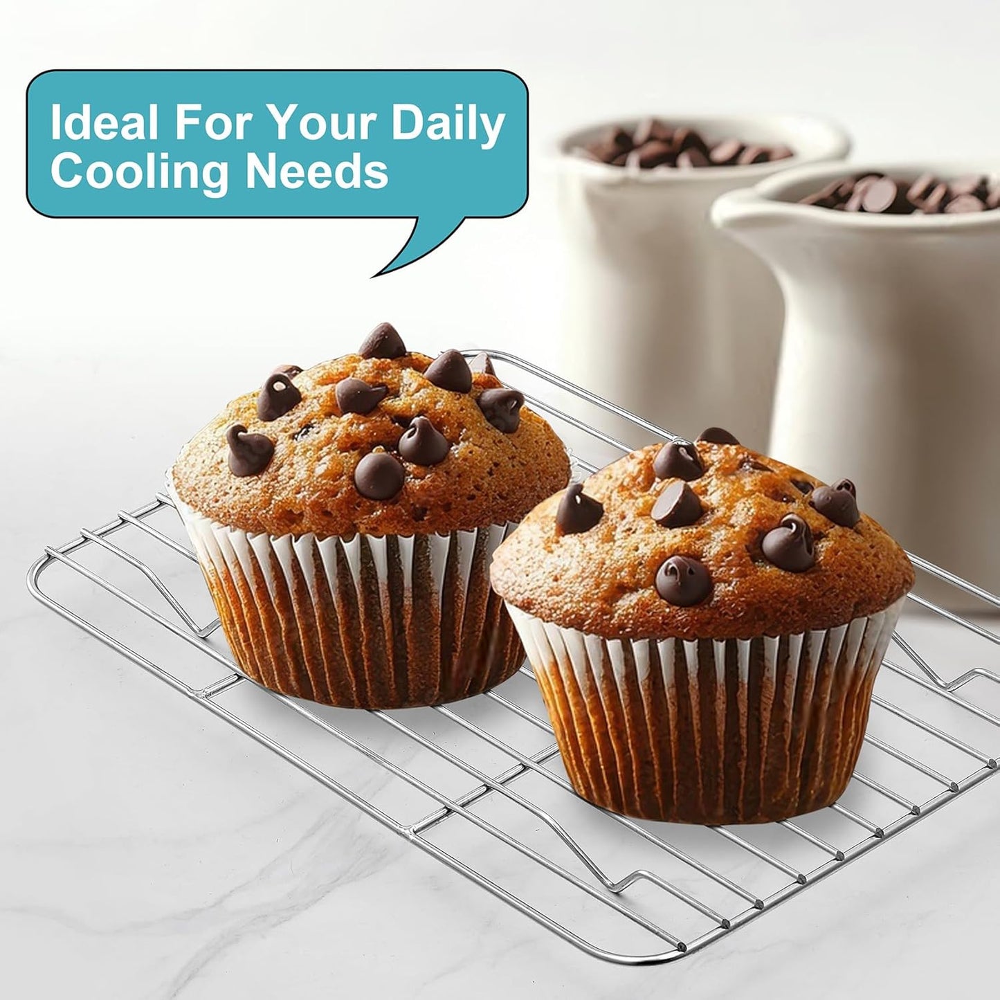 TeamFar Cooling Rack, 8.75” x 6.25” Stainless Steel Wire Baking Rack for Cooking Roasting Grilling, Fit for Oven Pan, Oven & Dishwasher Safe, Non-toxic & Heavy-Duty, 2PCS