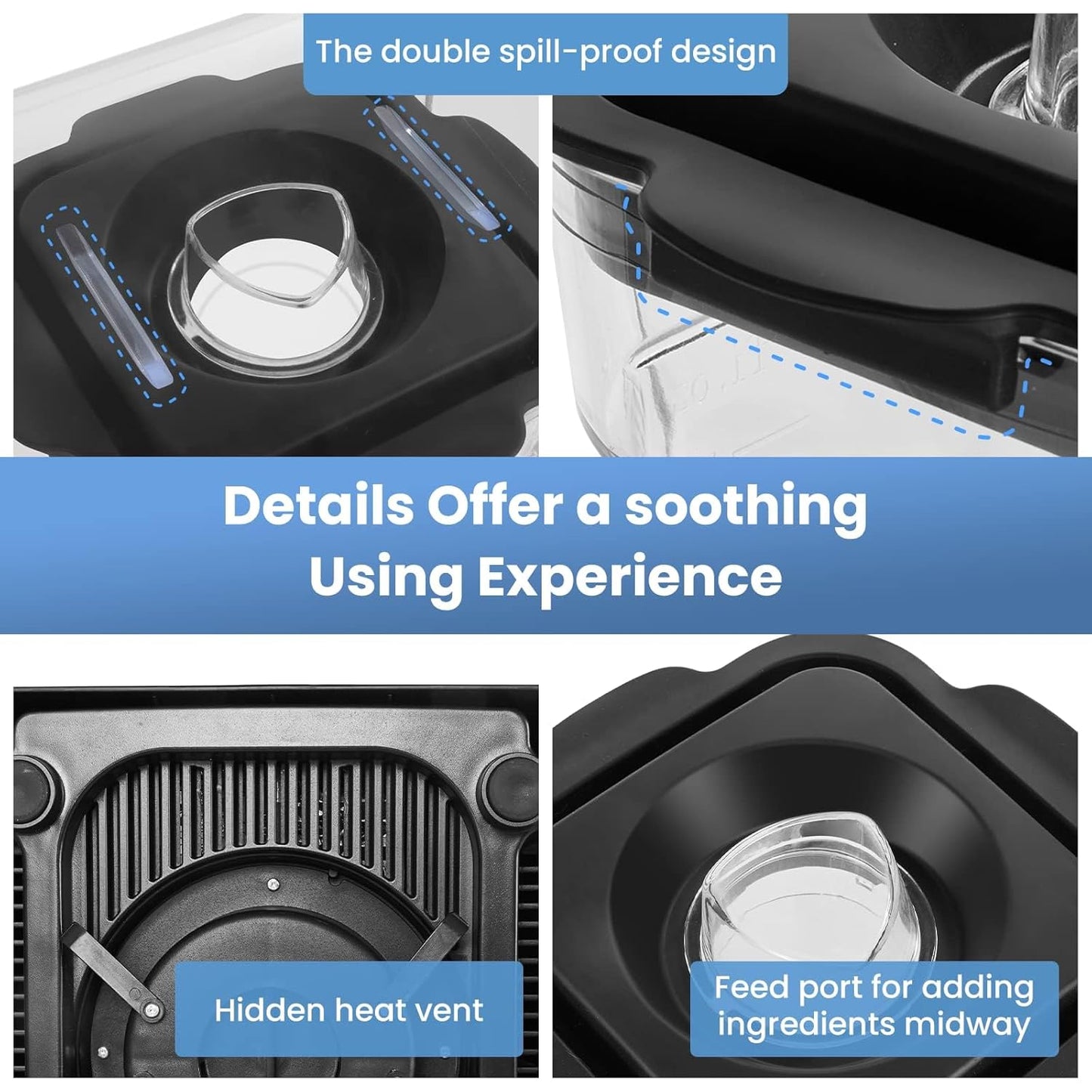 SYBO Commercial Professional Blender With Quiet Shield, Self-Cleaning, Dishwasher safe, Heavy-Duty 1400W High-Speed 28000RPM, 48oz/1.5pt, for Juice, Ice Shakes, Smoothies