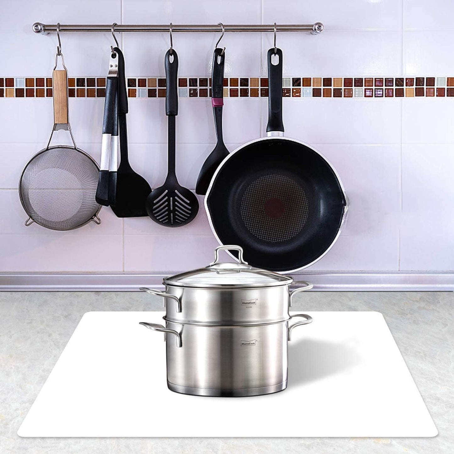 Silicone Placemats, Food-Grade Non-Slip Waterproof, Dining, Stain Resistant, Countertop Protector, Kitchen Counter Mat, Heat Resistant, Baking mat Dishwasher Safe (23.6"×15.7"-2pack, Translucent)