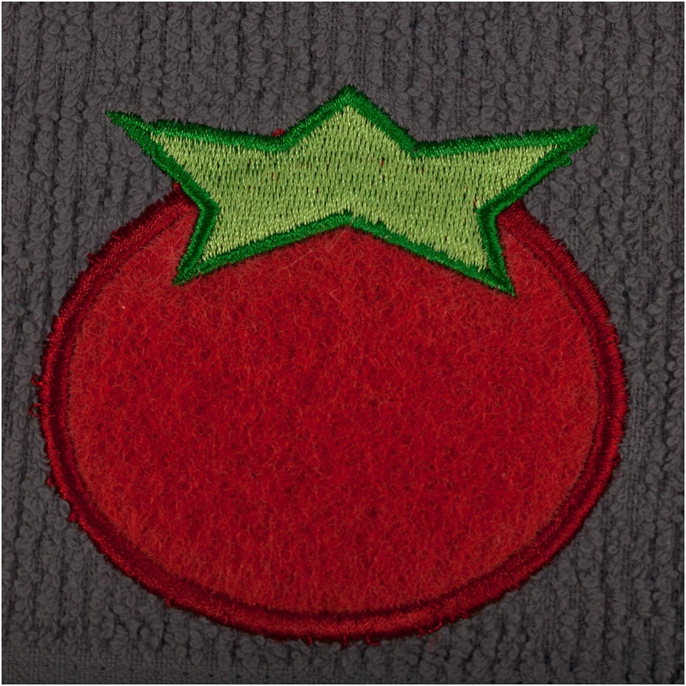 MÜkitchen SCRUBSY 100% Cotton Kitchen Dish Cloth with Built in Scrubber | Various Designs and Super Absorbant (Tomato)