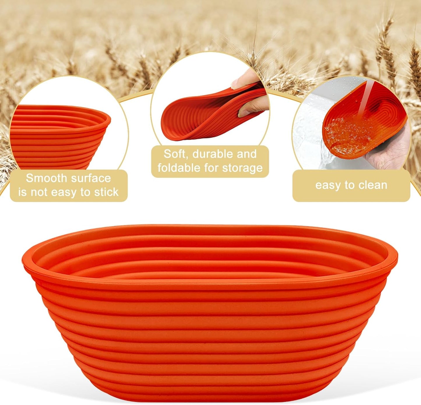 Silicone Banneton, Sourdough Bread Baskets (Set of 5, 6.5 Inch), Mini Oval Proofing Bowls, Bread Making Baking Supplies, Banneton proofing basket for Sourdough Baking